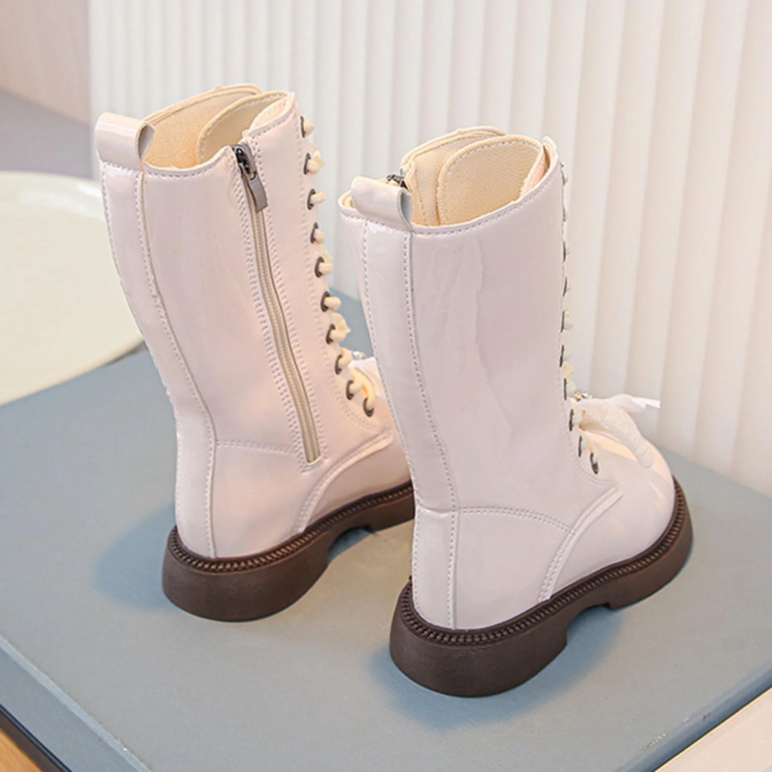 Bottes Combat Fille Cuir PU Imperméables Style Gothique Western Chaussures Hiver