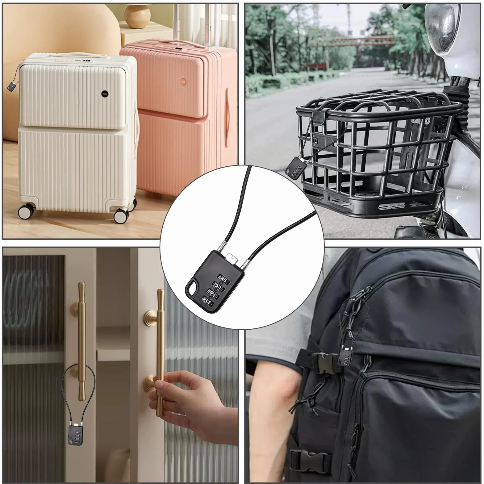 Cadenas à Code 4 Chiffres avec Câble 30 cm Haute Sécurité pour Valises Bagages