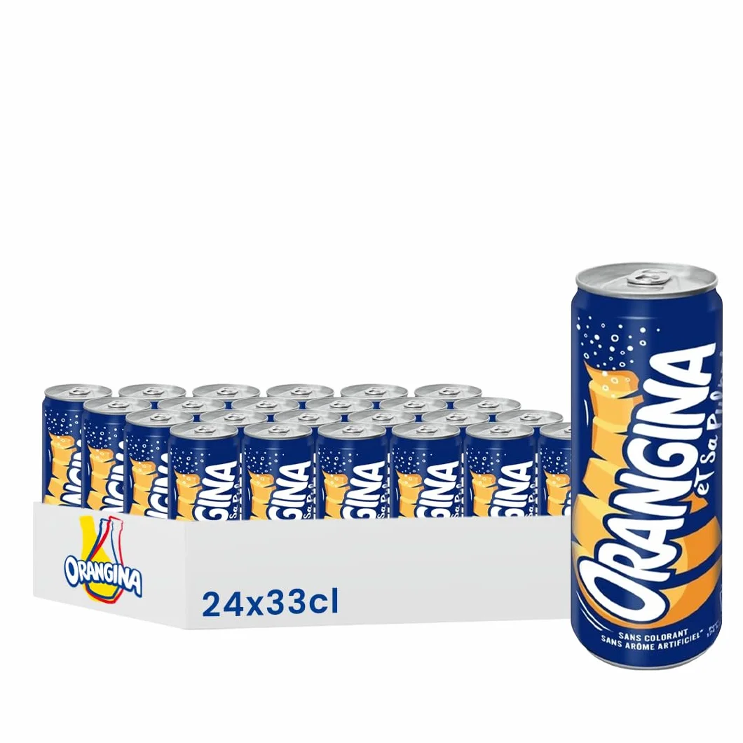 Orangina Boisson Gazeuse Saveur Orange, 33cl, Pack de 24 Canettes