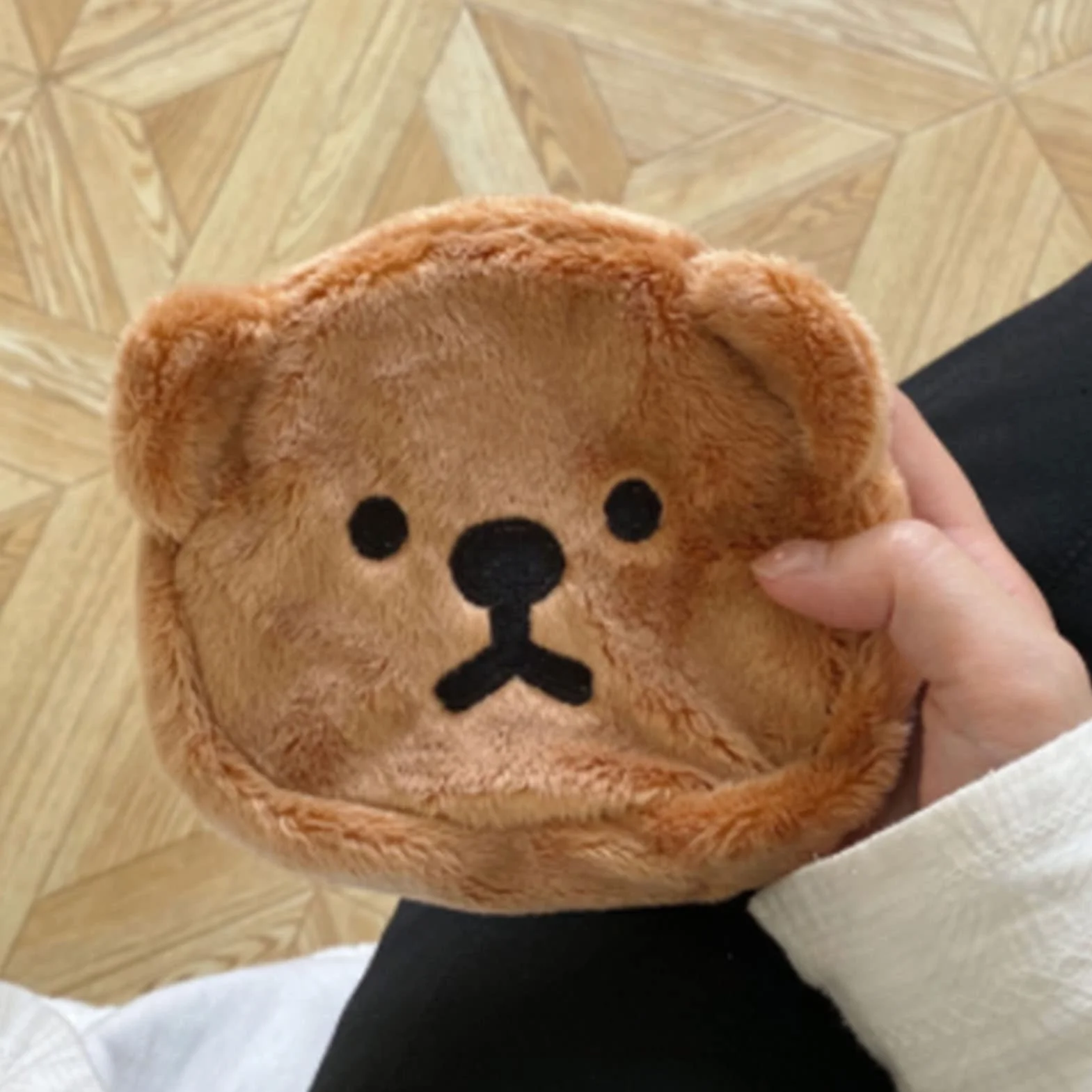 Porte-Monnaie en Forme d'ours Mignon en Peluche pour Enfants (café)