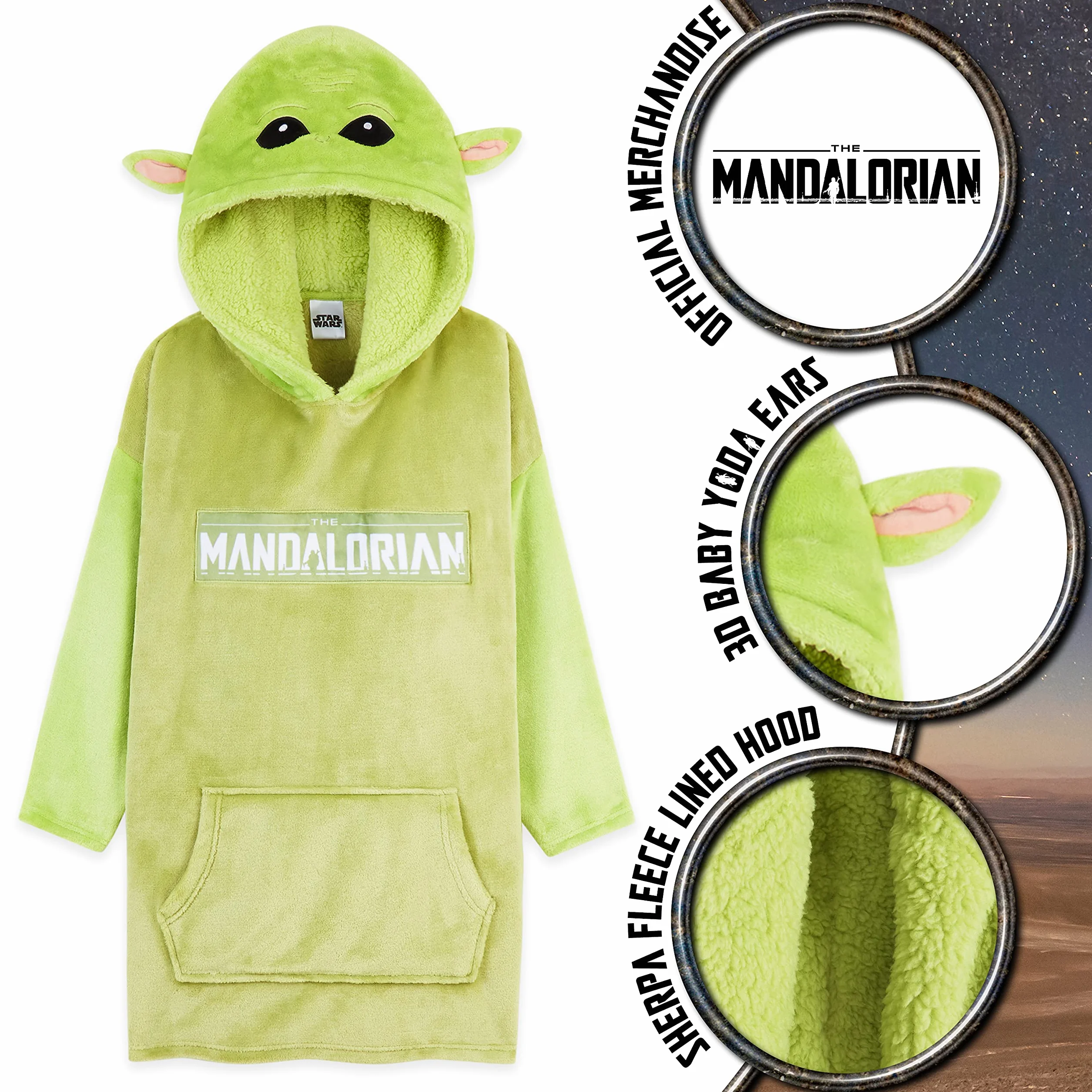 The Mandalorian Sweat à Capuche Enfant Pull Plaid Oversize Polaire Baby Yoda
