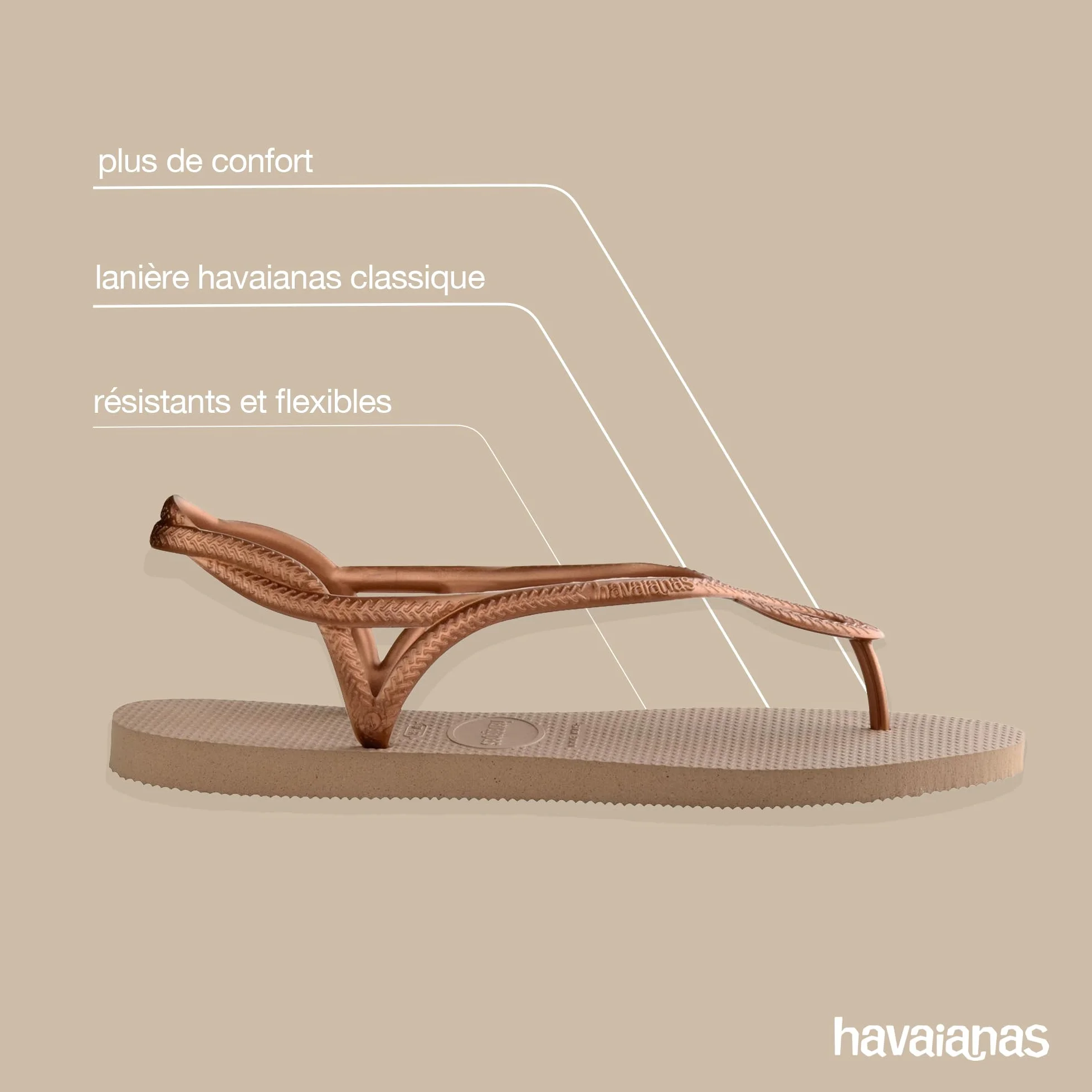 Havaianas Luna Sandales Confortables Femme Lanières Tressées Semelle Antidérapante