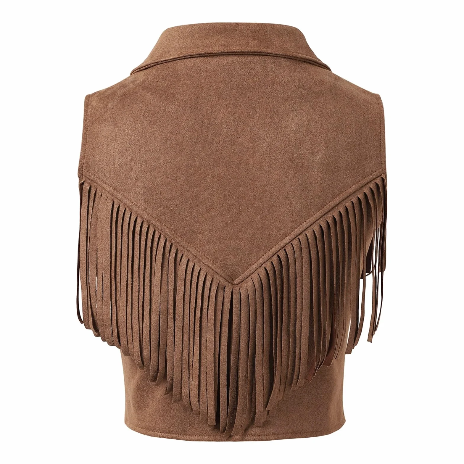 Gilet à franges femme daim court bohème western sans manches festival