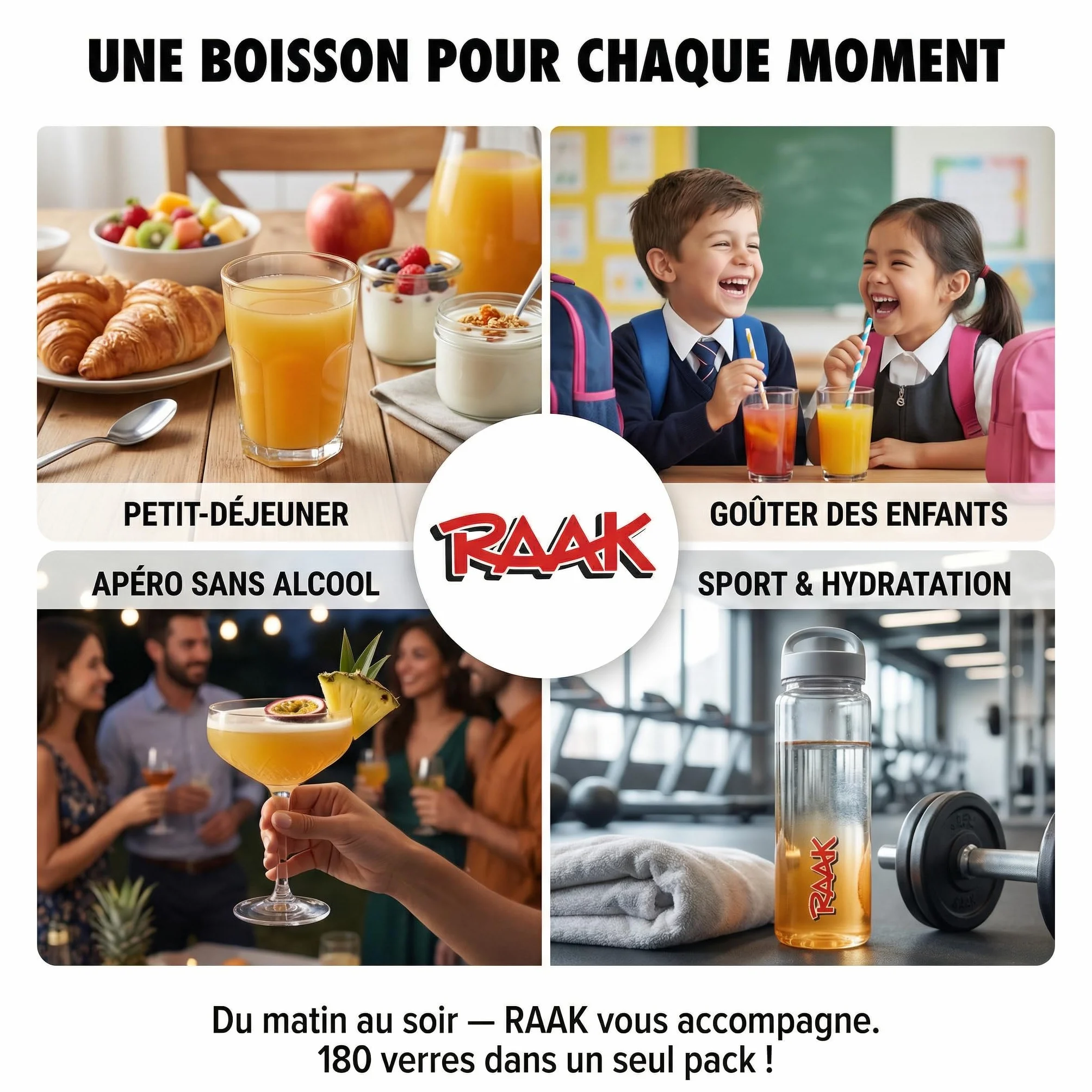 RAAK Sirop Framboise Sans Sucre Pack Familial - 6 bouteilles 750ml - 180 Verres - Édulcorants naturels - Qualité européenne