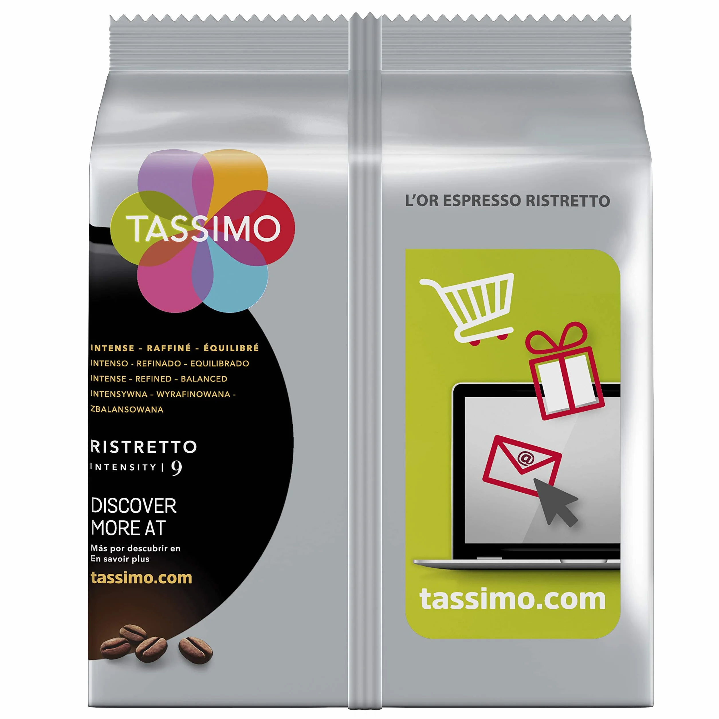 Tassimo, 80 Dosettes Café Espresso Ristretto L'OR, Compatibles avec les machines TASSIMO, 80 Cafés, Corsé et Puissant, 5 packs de 16 dosettes ( L'emballage peut varier )