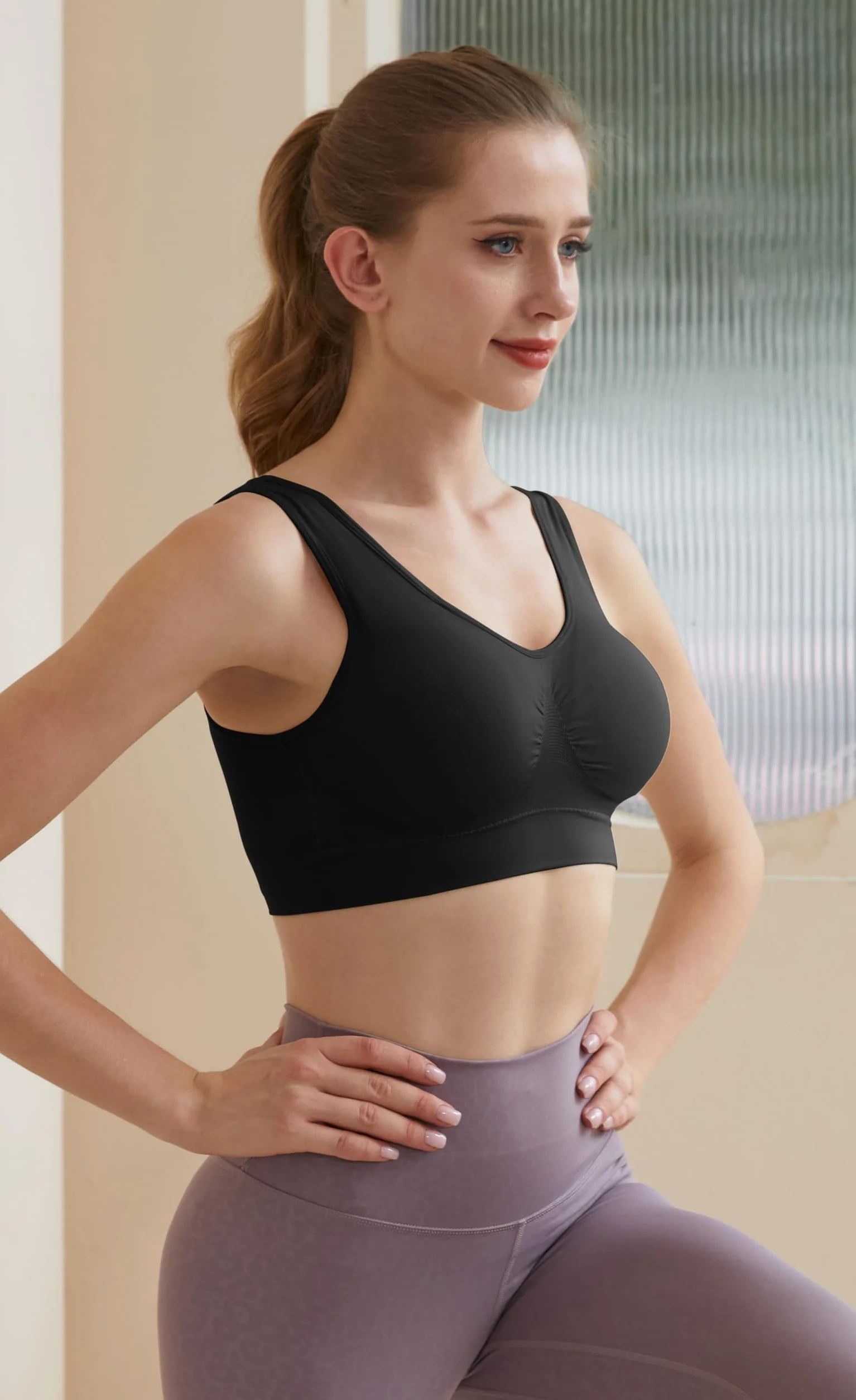 Lot de 3 Soutiens-Gorge de Sport Femme sans Armatures Grande Taille Football Running Yoga Brassière