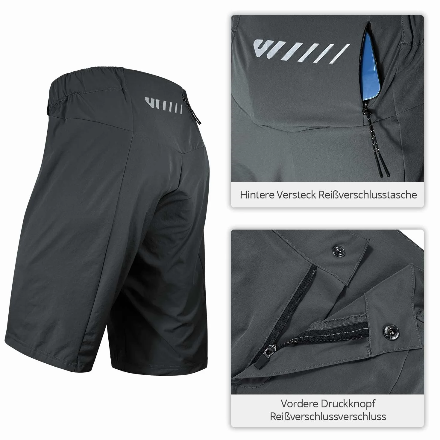 Wulibike Shorts de Vélo de Montagne 2 en 1 avec Rembourrage pour Hommes
