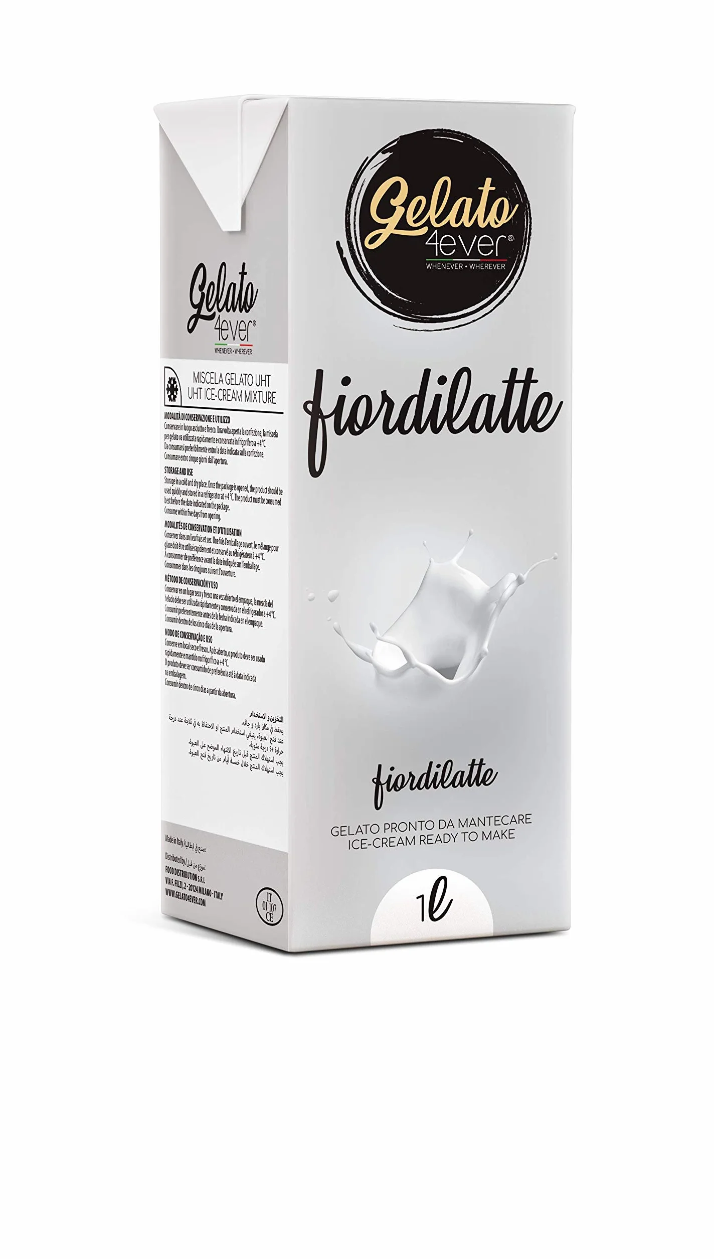 Gelato 4ever - Crème glacée prête à fouetter - Lot de 2 (Crème - Fiordilatte)