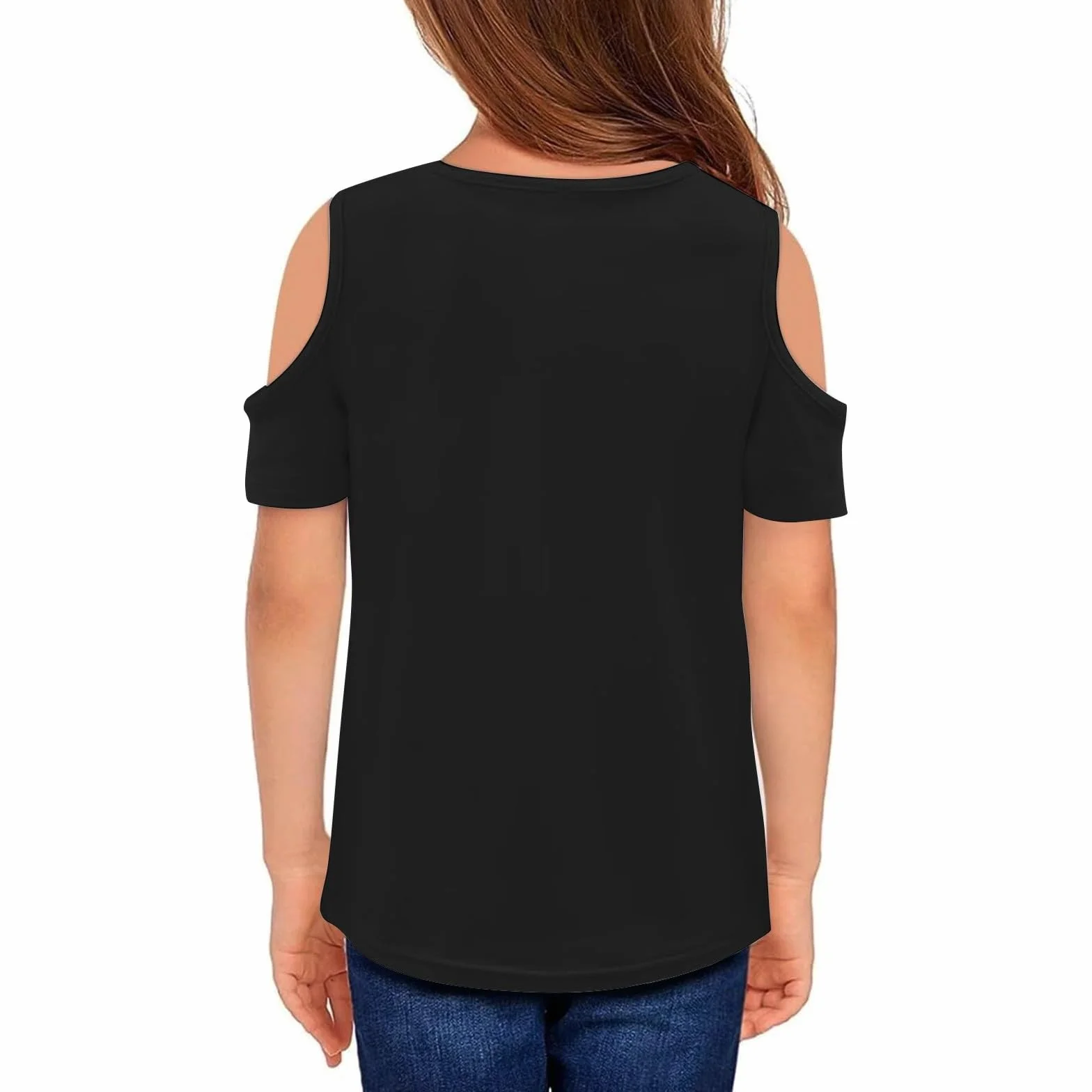 Tee Shirt épaule Dénudée Enfant Fille Manche Courte 3-12 Ans été Mode Mignon Blouse T Shirt Ado Fille Chic Leger Confortable Casual Haut Top