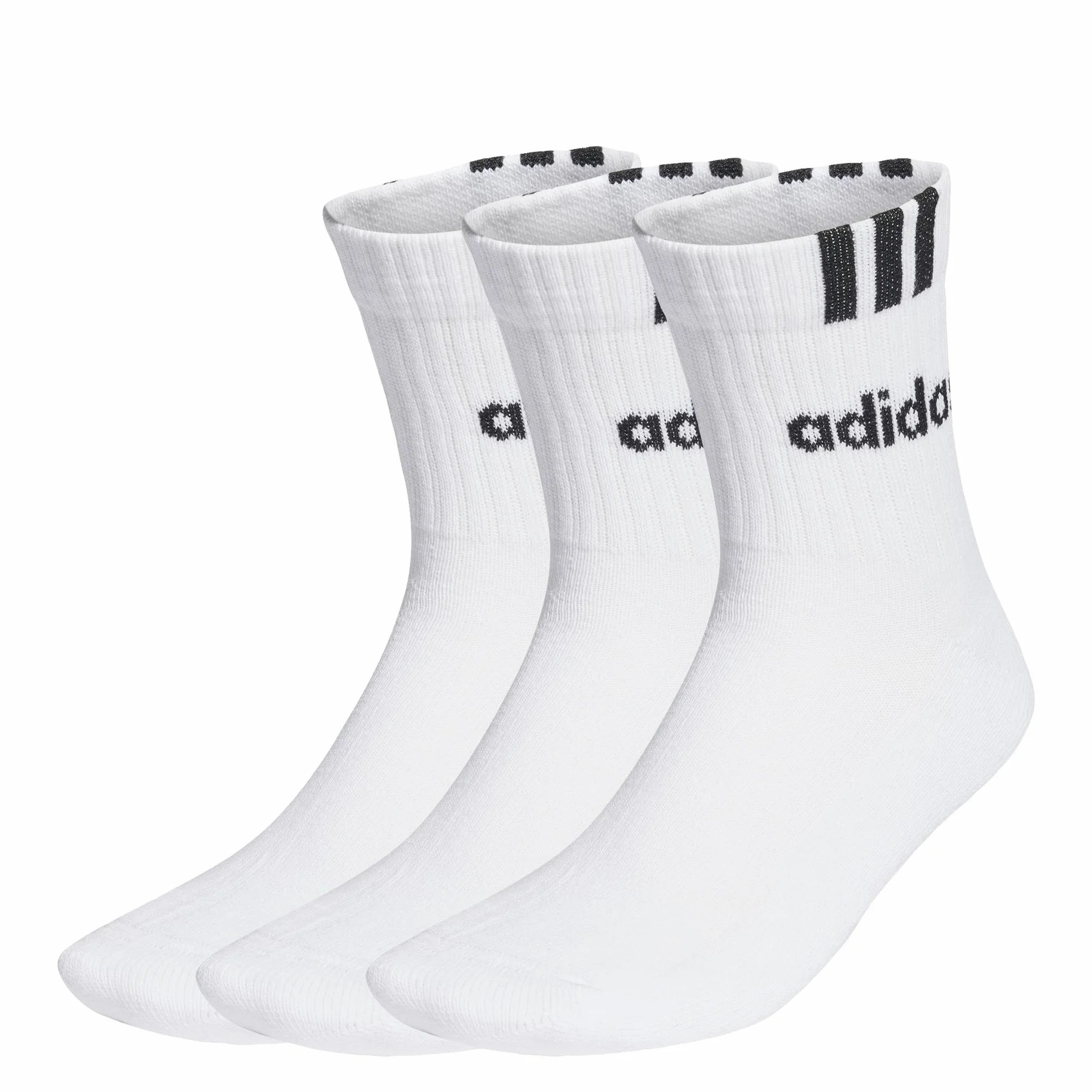 adidas Mixte 3-Stripes Linear Half-Crew Cushioned Socks 3 Pairs