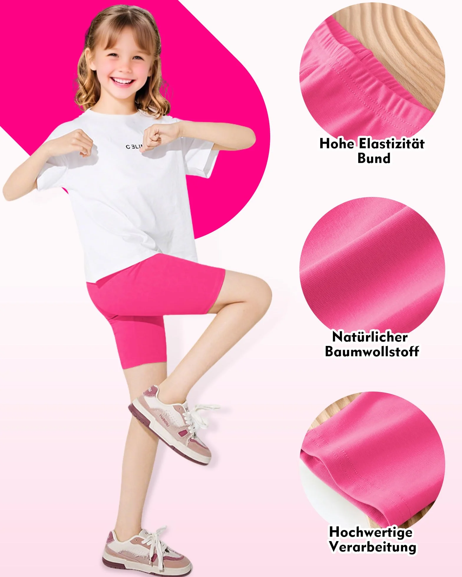 Lot de 3 shorts de cyclisme fille coton 4-12 ans