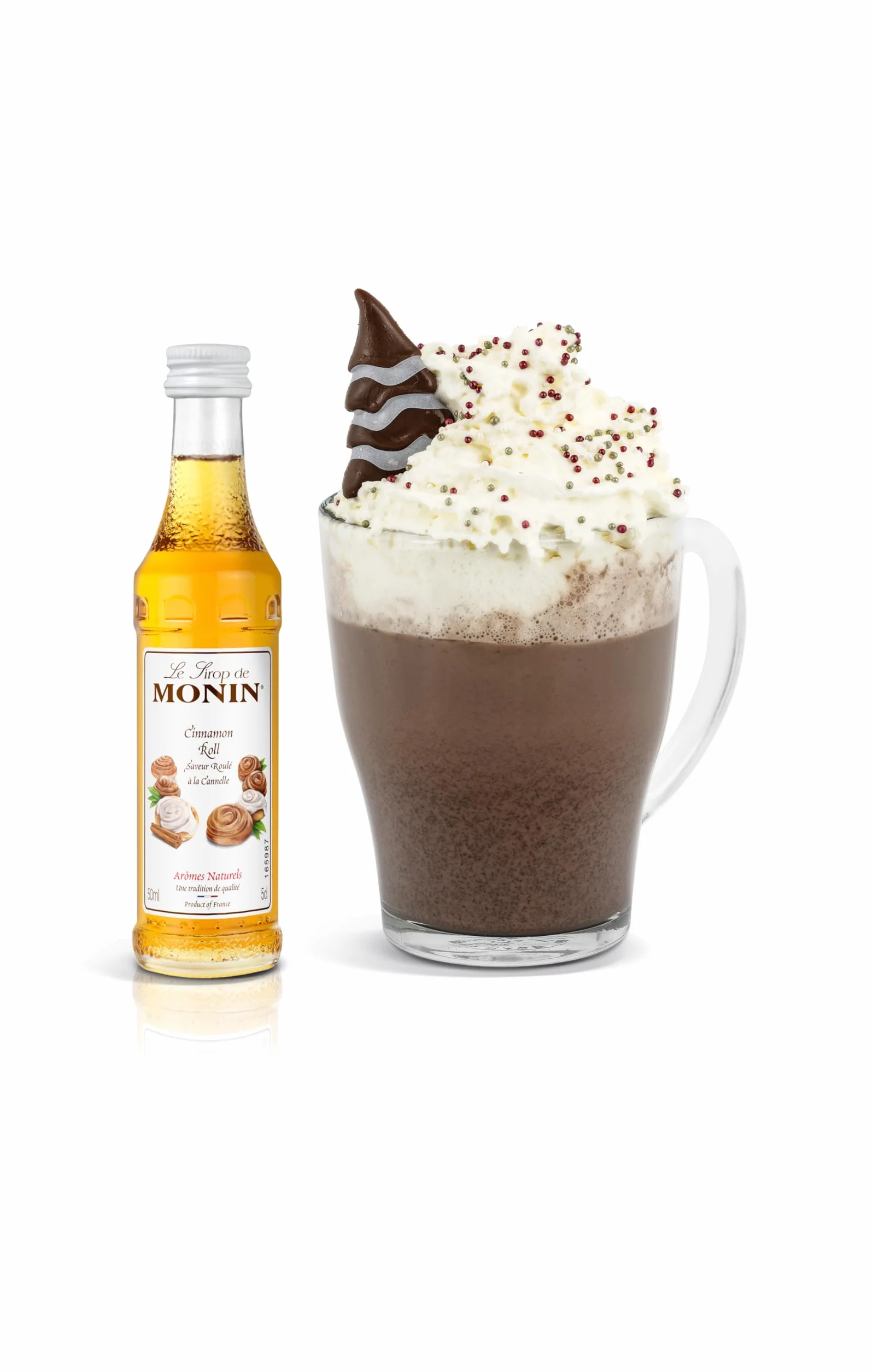 MONIN - Coffret Sirop MONIN - Saveurs Roulé à la Cannelle/Chocolat Cookie/Pain d'Epices/Vanille/Noix de Coco - Pour Café/Chocolat Chaud/Capuccino/Latte - Arômes Naturels - Bouteille en Verre - 5 x 5cl