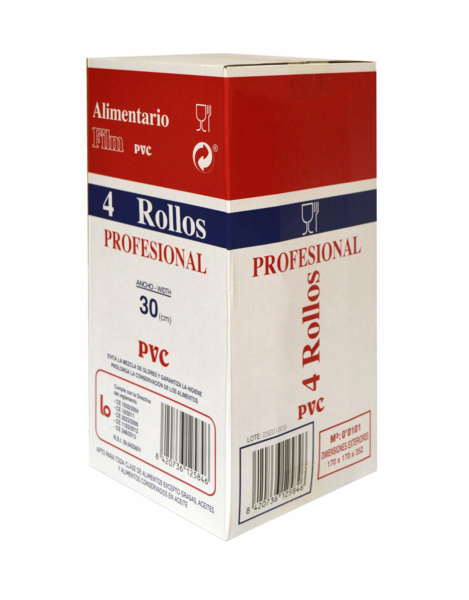 Lot de 4 films alimentaires professionnels transparents 300 m