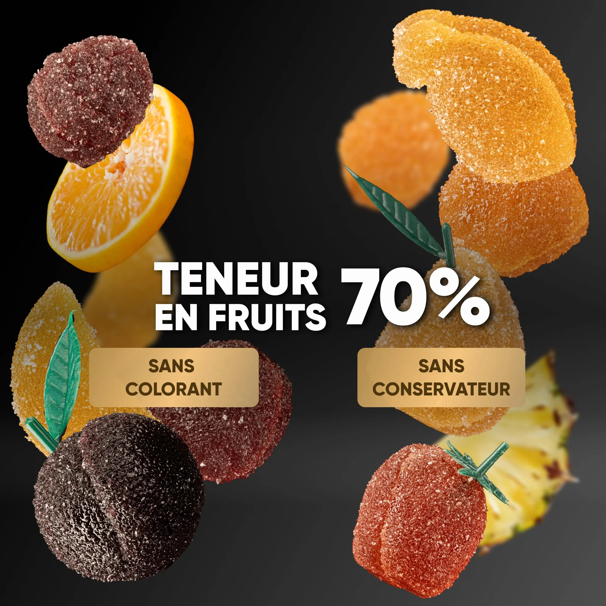 Pâtes de fruits Artisanales - boite cadeau 1 KG - Saveurs multi fruits - (sans gluten, sans colorant, sans arôme artificiel, sans lactose, sans conservateur) - teneur en fruits de 70%
