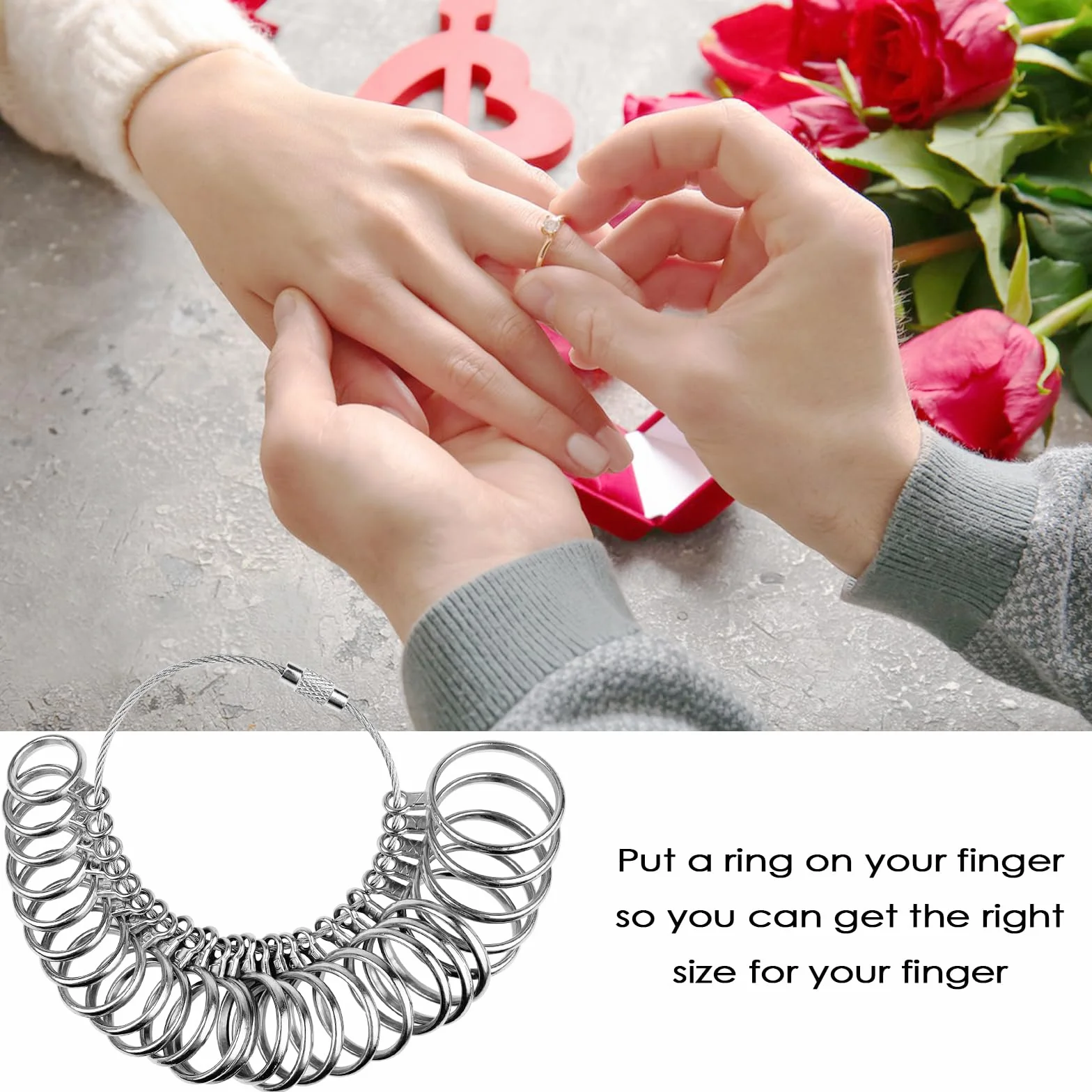 Baguier Mesure Doigt Français, Outil de Mesure Bague Métal Taille A-Z, Professionnel (EU, US, UK)