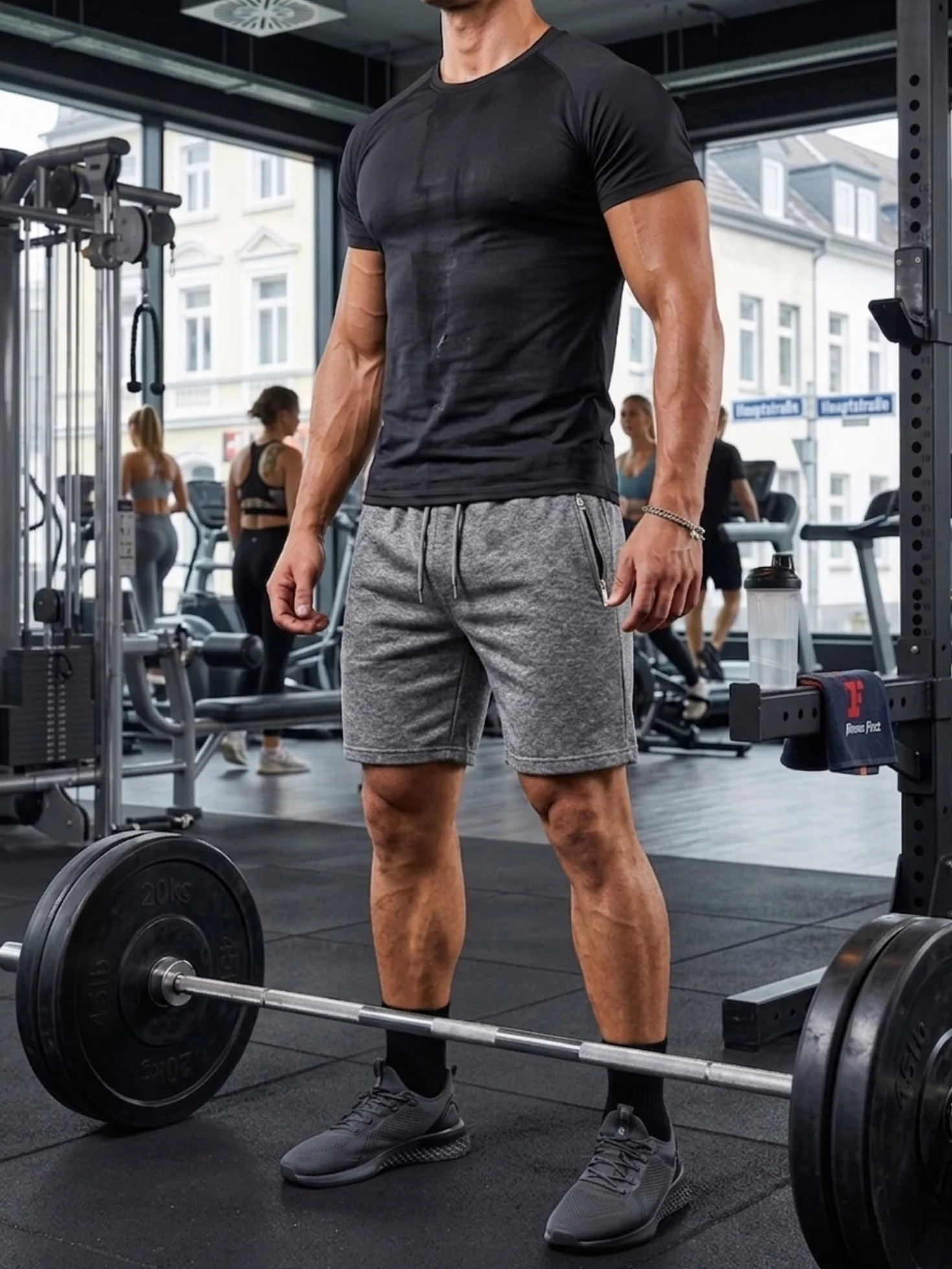 Comeor Short Homme Coton avec Fermeture éclair - Short de Sport Bermuda Jogging Course