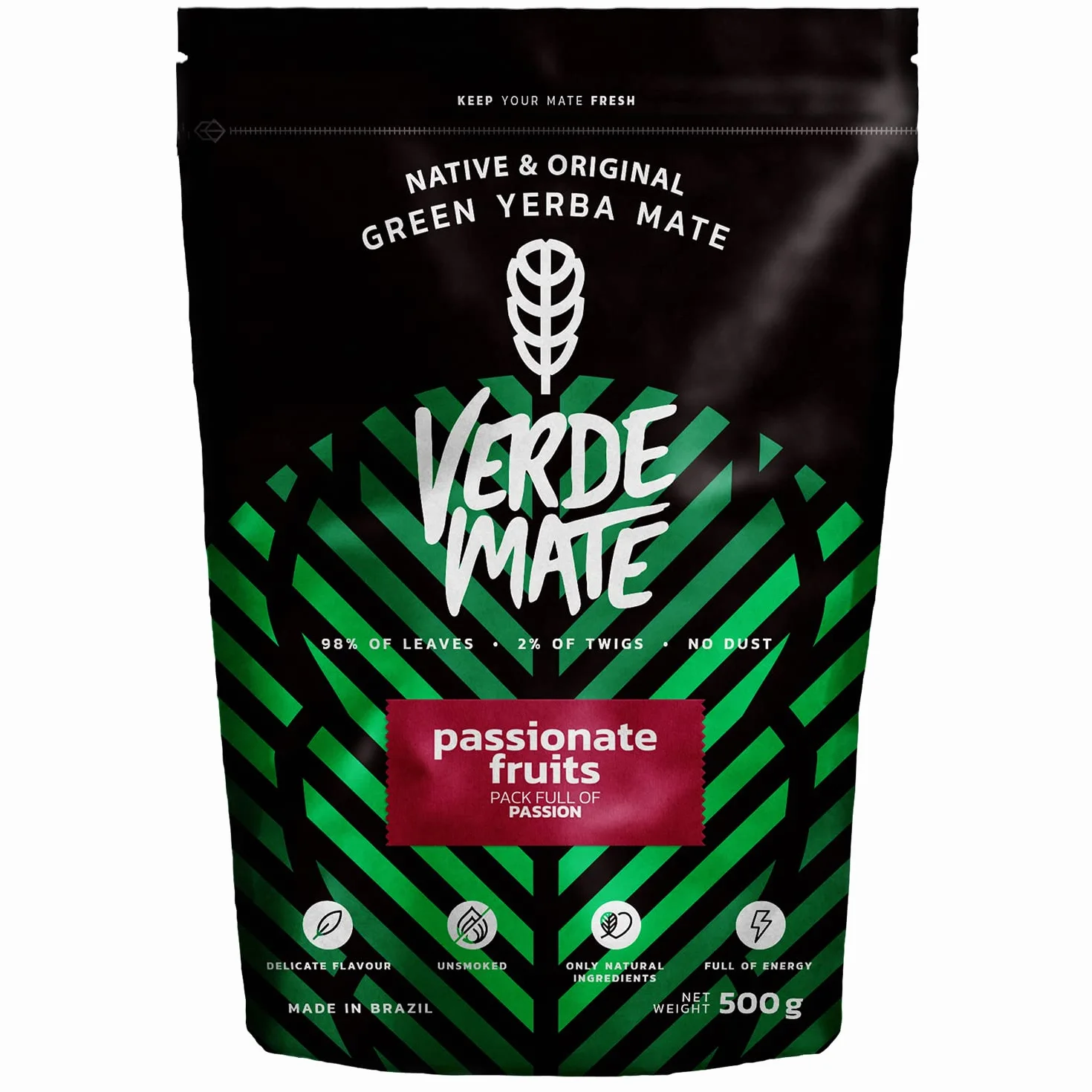 Verde Mate Yerba Maté aux Fruits | Mangue Verte & Maracuya, Pomme & Menthe, Fruits de la Passion | Thé Vert Brésilien | Ensemble de 3x500g