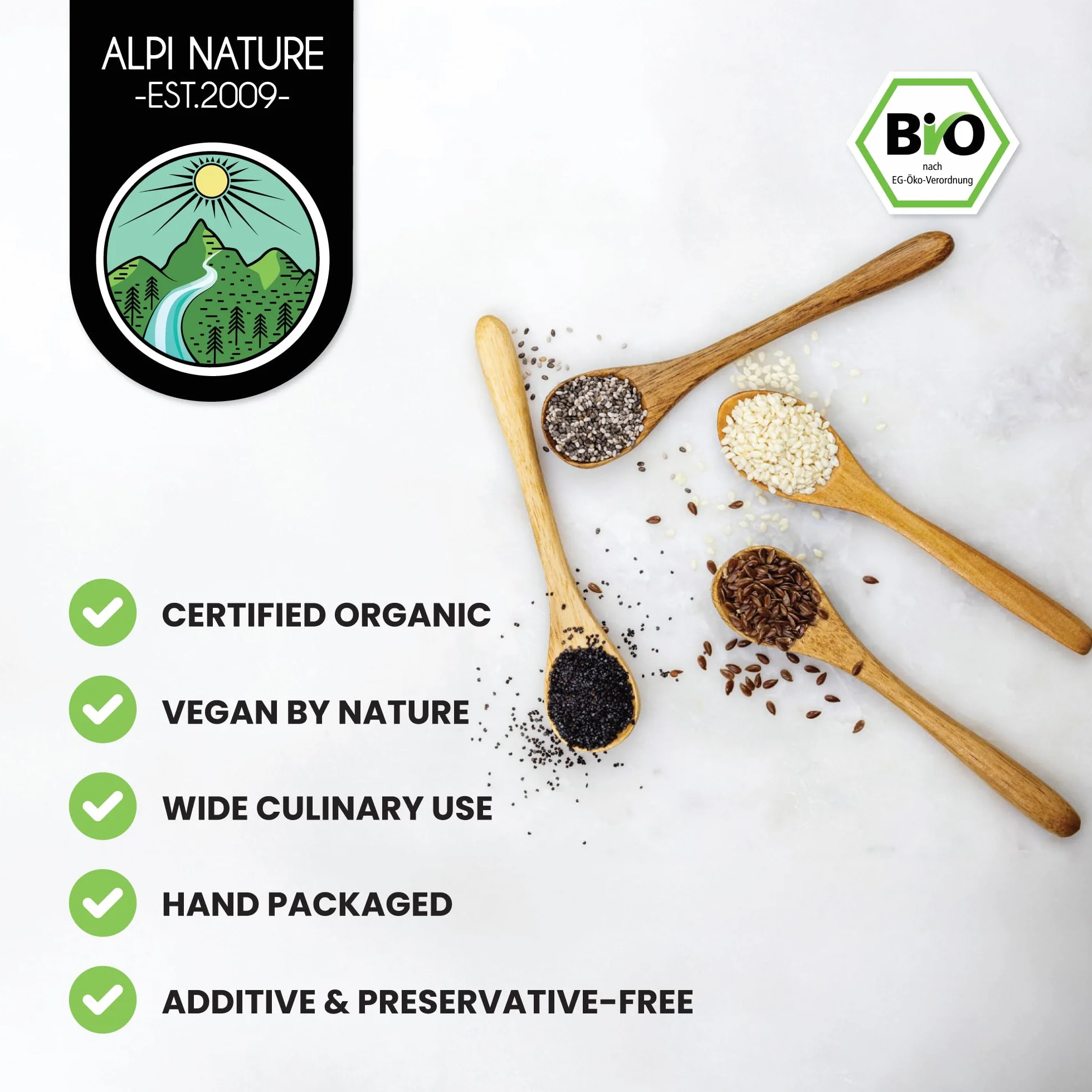 Alpi Nature Graine de Courge BIO 1kg, Graines de Courge Crues et Pelées pour Salades, Smoothies et Desserts