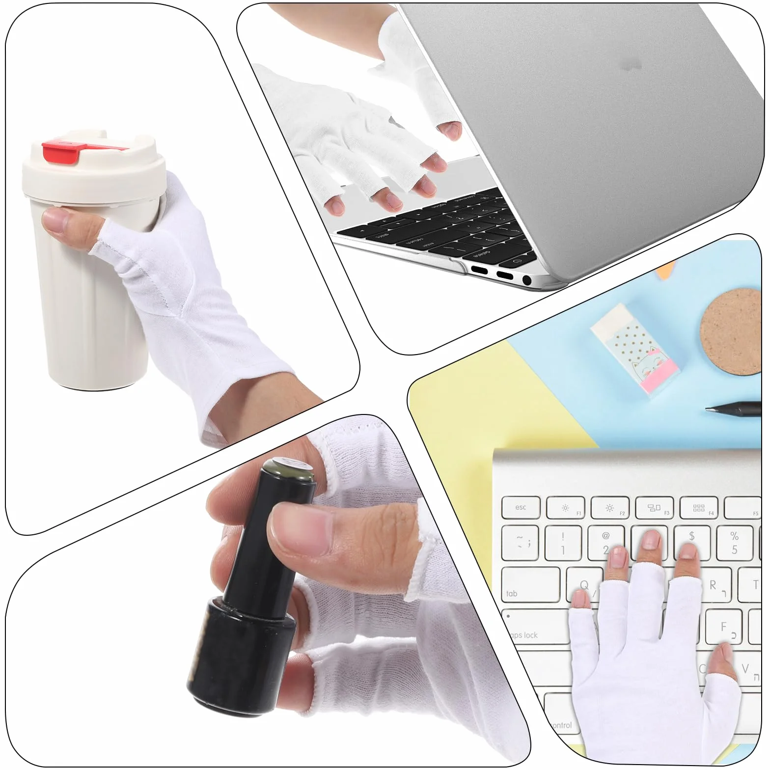 Gants en coton blanc sans doigts lot de 2 paires résistants transpiration respirants eczéma séchage mains sommeil spa