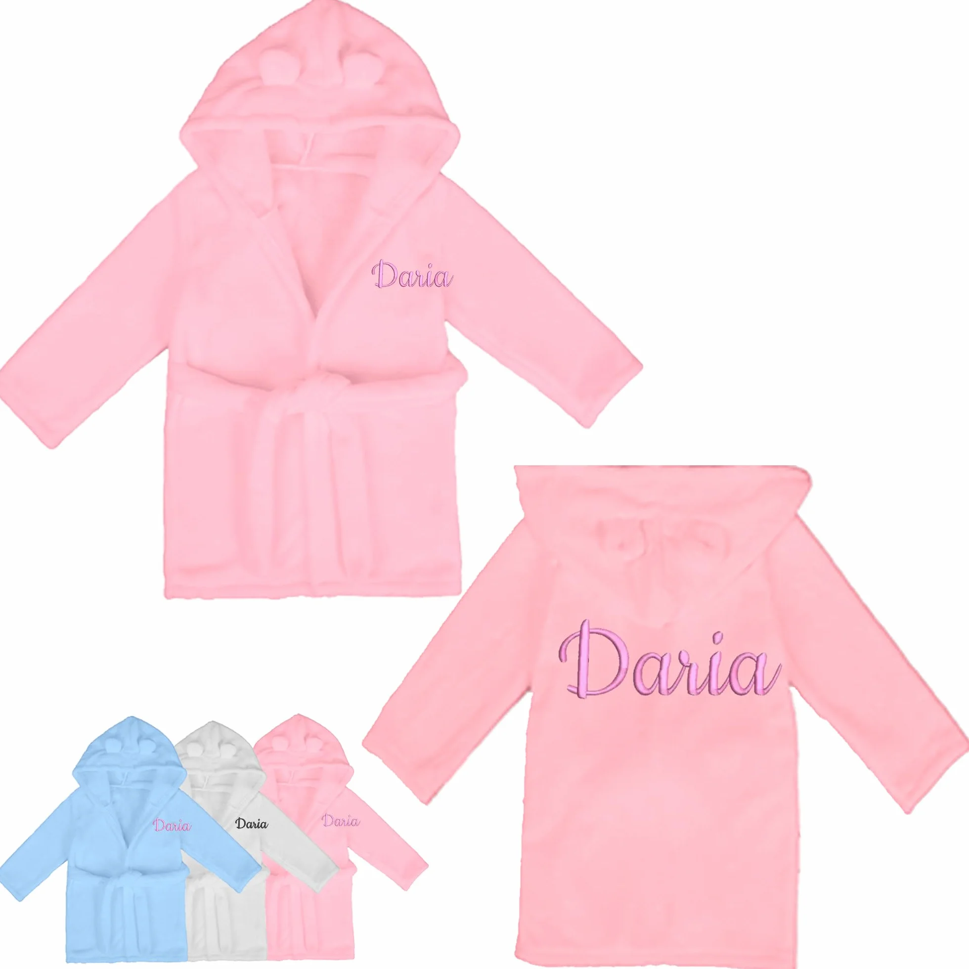 Peignoir Bébé Personnalisé avec Nom Brodé, Flanelle Douce, Cadeau Naissance