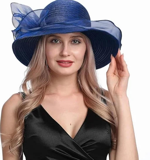 Chapeau bibi en organza pour femme - Derby Cloche cocktail thé mariage