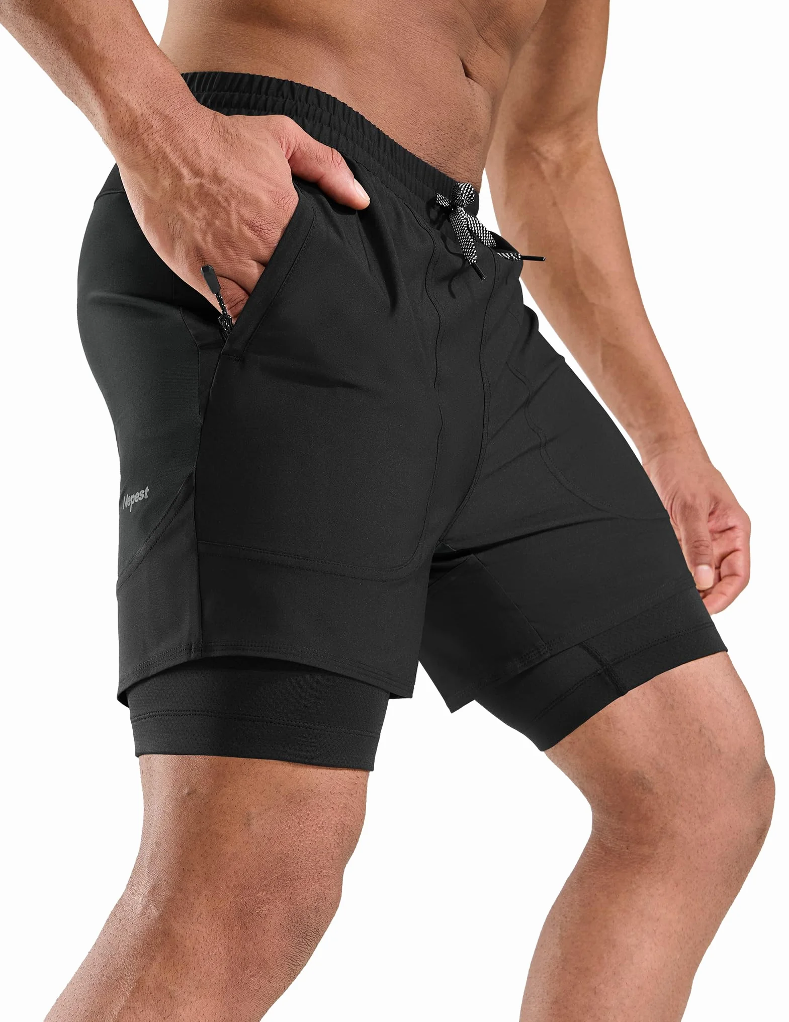Nepest Short de VTT rembourré 4D Homme avec Poche zippée