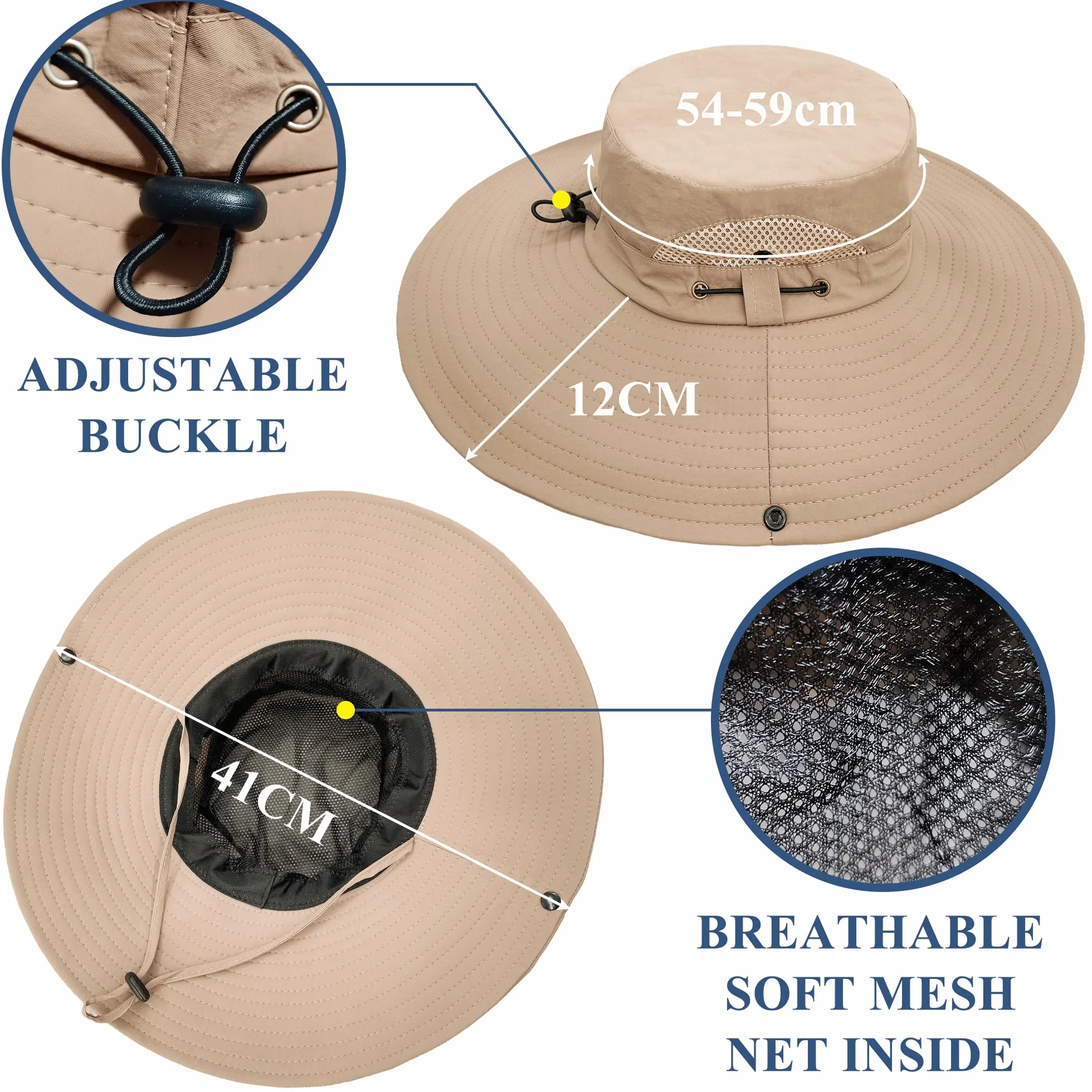 Chapeau Boonie Homme Imperméable Respirant Pliable avec Mentonnière Réglable pour Chasse Pêche Camping