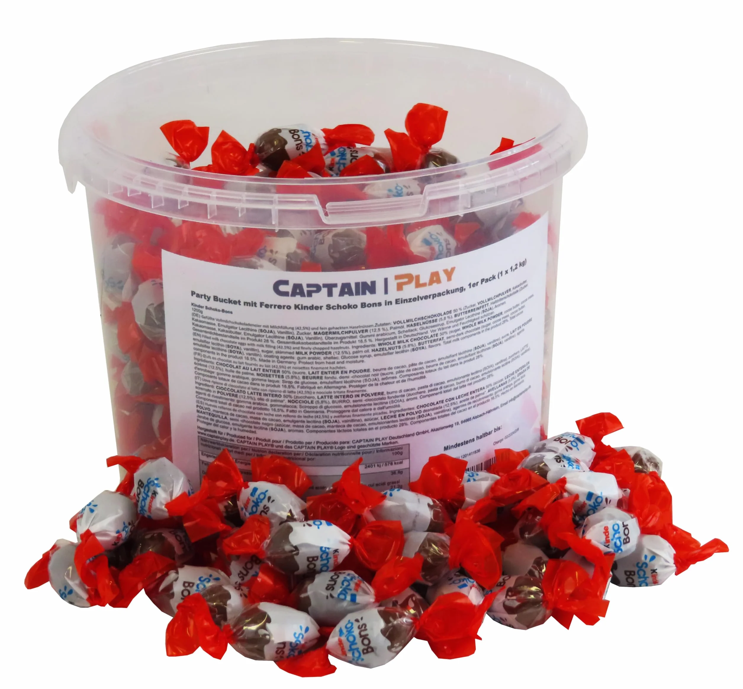 Party Bucket avec Kinder Schoko Bons dans emballage individuel 1,2kg