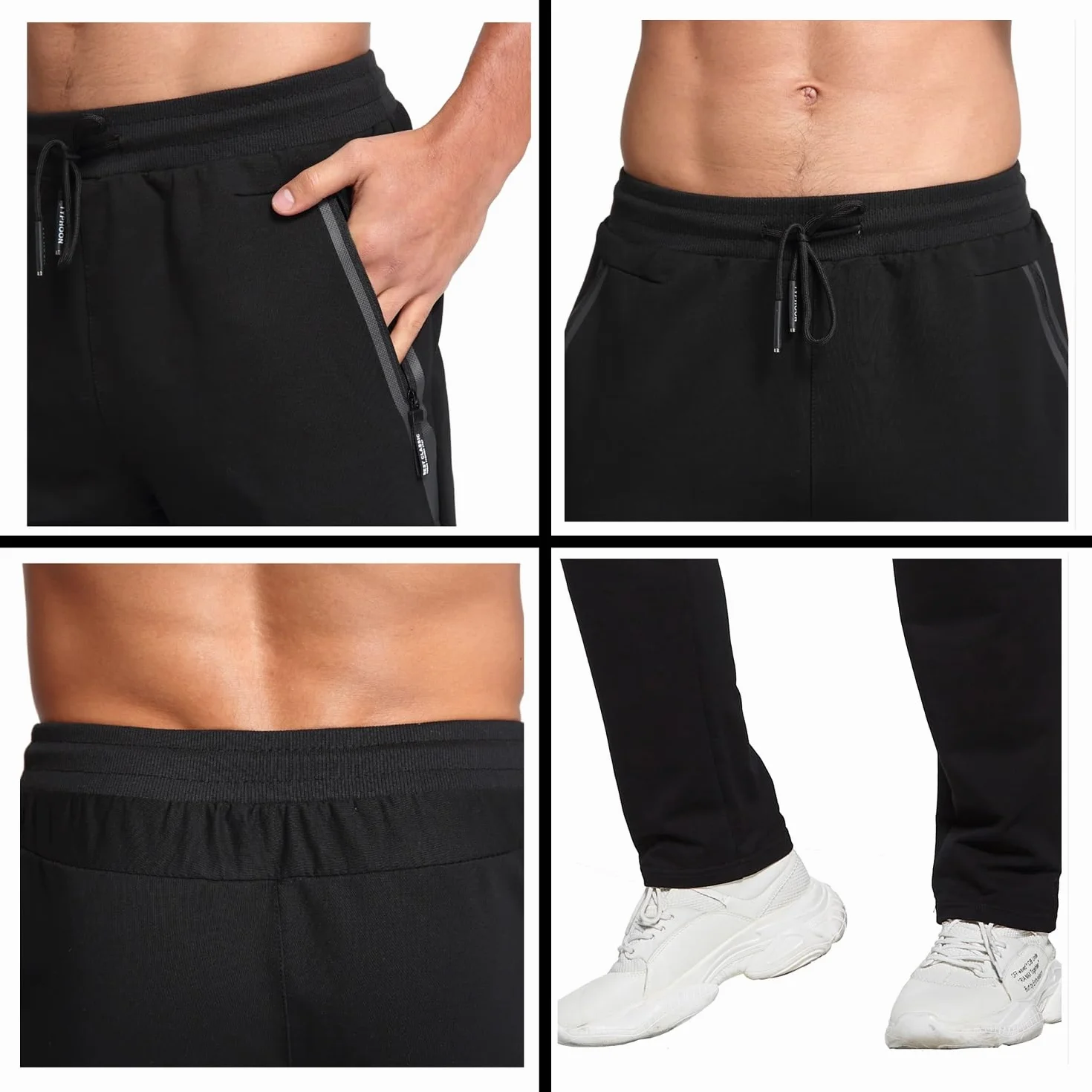 Pantalon de Jogging pour Homme Survetement Sport Coton avec Poches Zippées