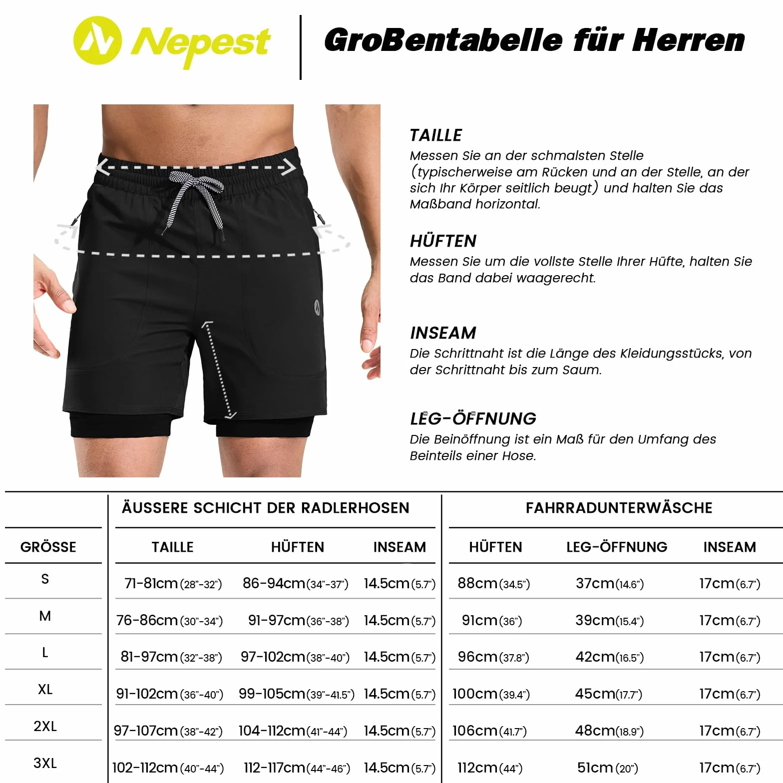 Nepest Short de VTT rembourré 4D Homme avec Poche zippée