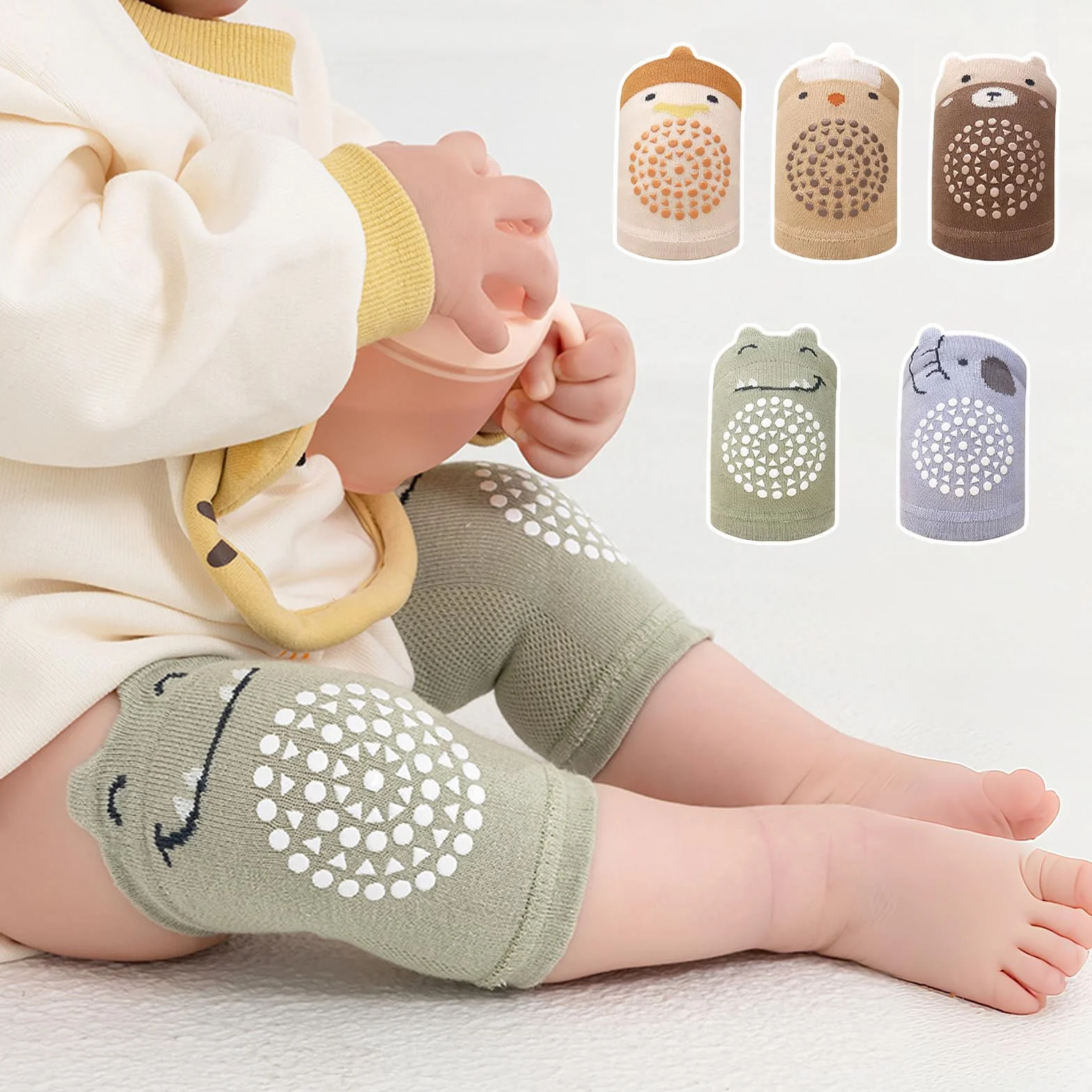Genouillères Antidérapantes Bébé Coton Doux Respirant 0-36 Mois