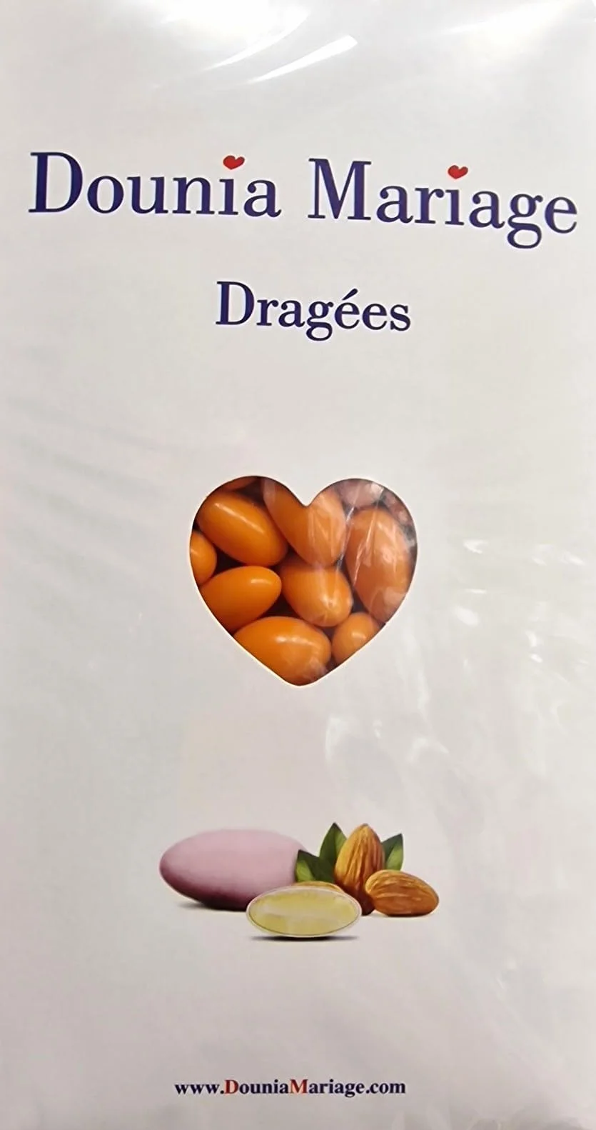 Coffret de Dragée aux amandes Orange 1 Kg 250 dragées