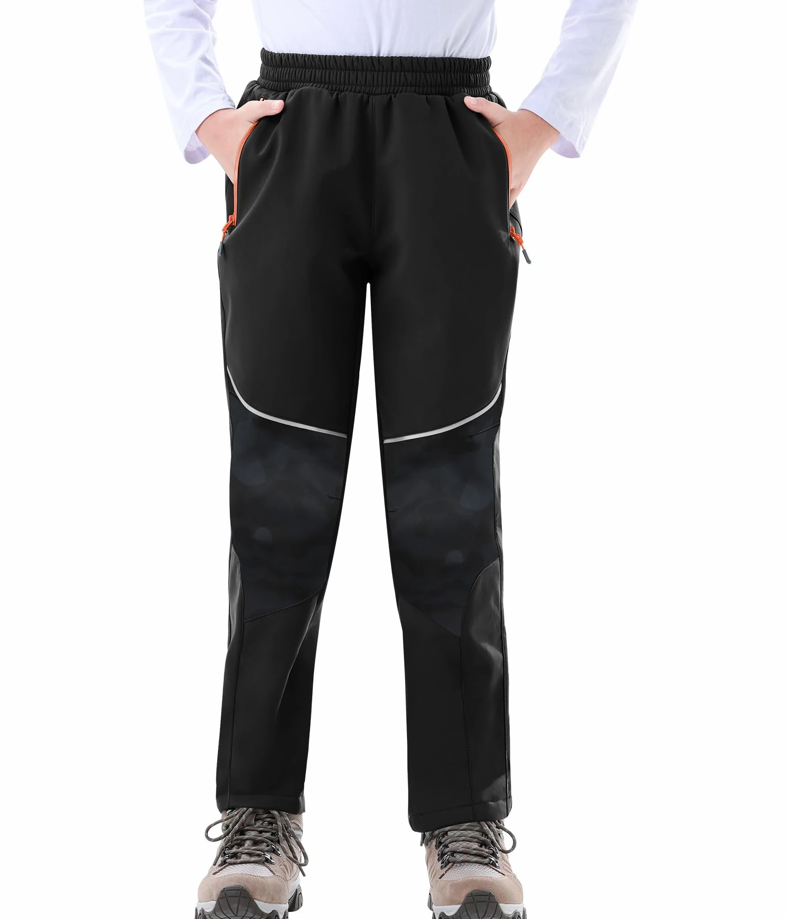 Zoofly Pantalon de Ski Enfant Imperméable Softshell Doublé Polaire Chaude