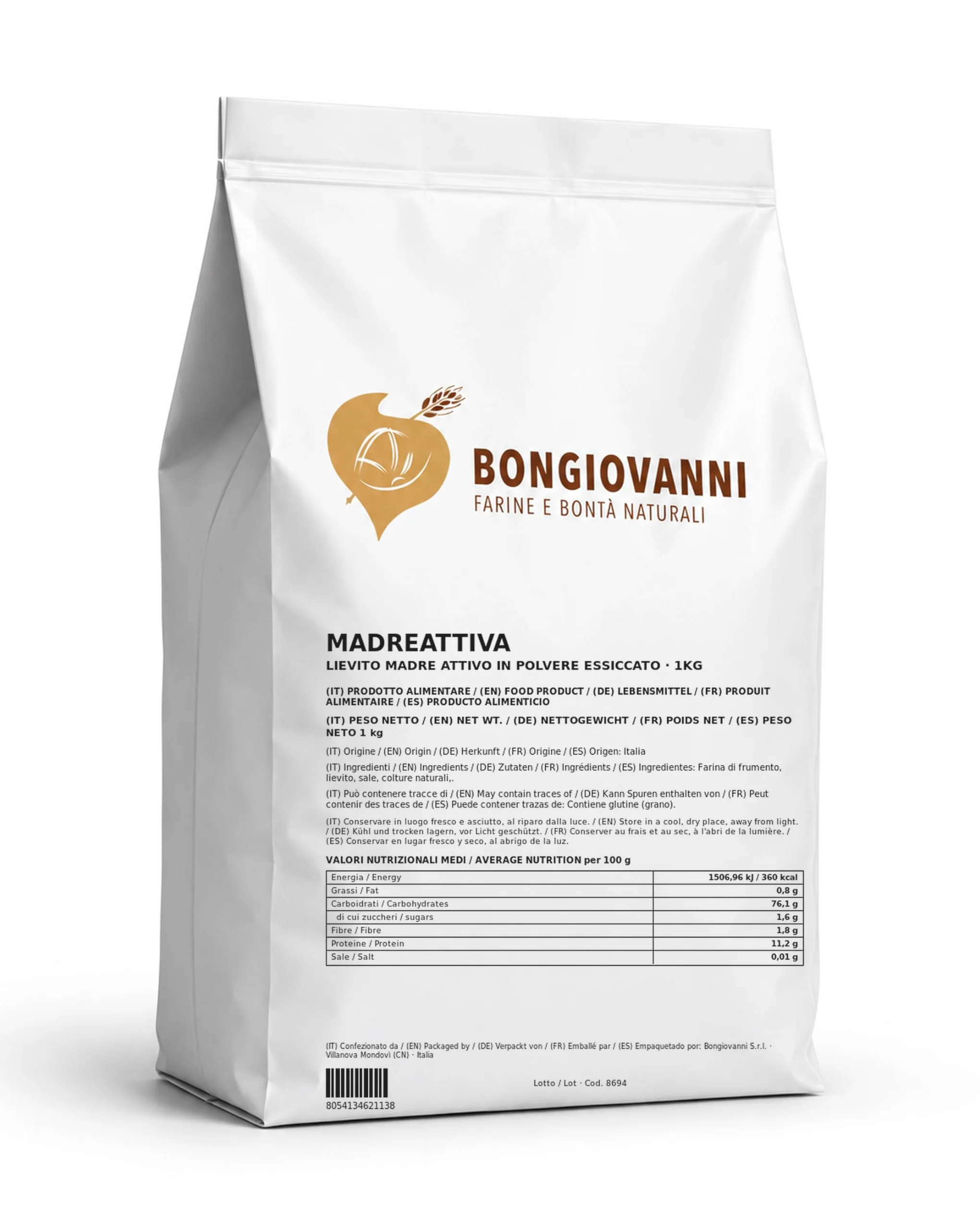 Bongiovanni Bontà Naturali MadreAttiva (Poudre de Levure Mère Active Séchée) 1 kg