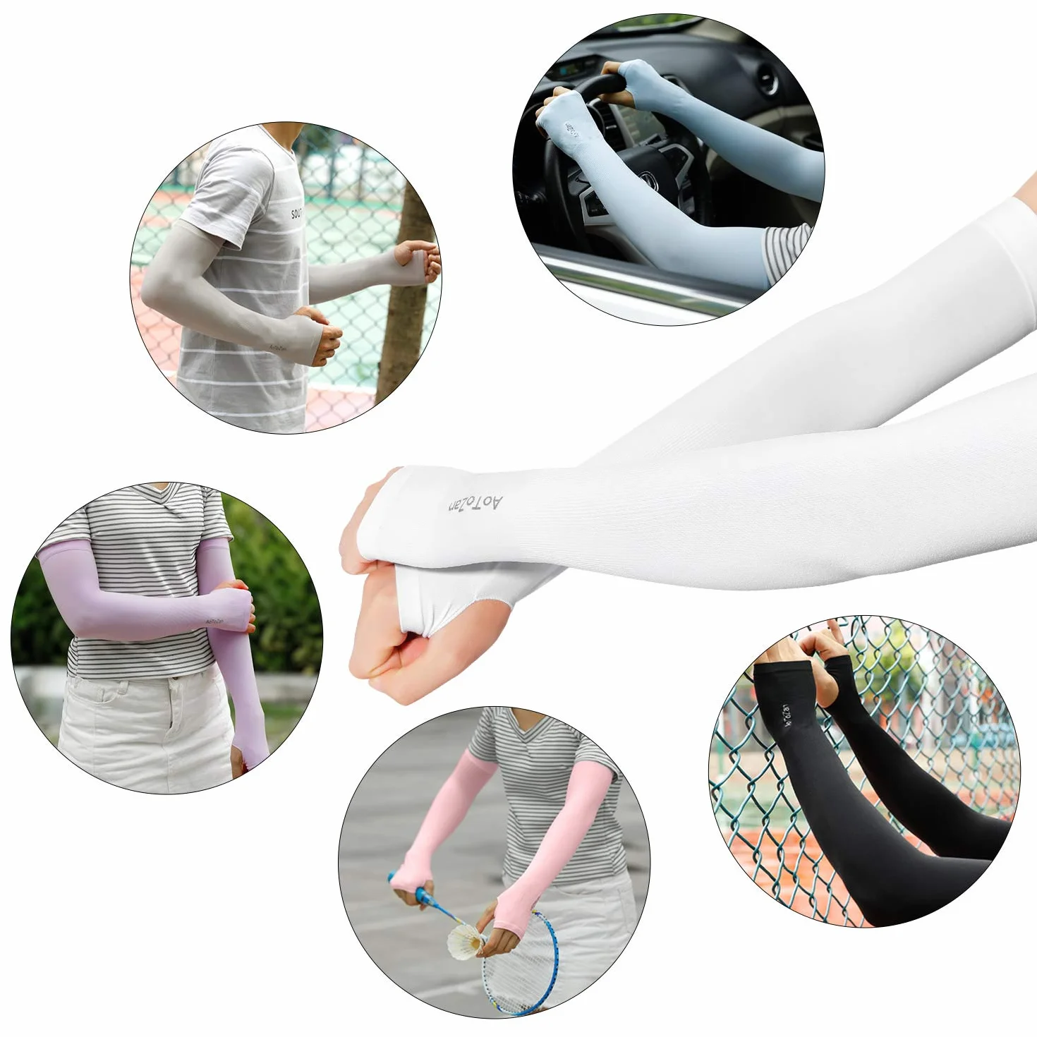 Manchon de Compression Bras UPF50+ UV Protection pour Sport Running Golf Cyclisme