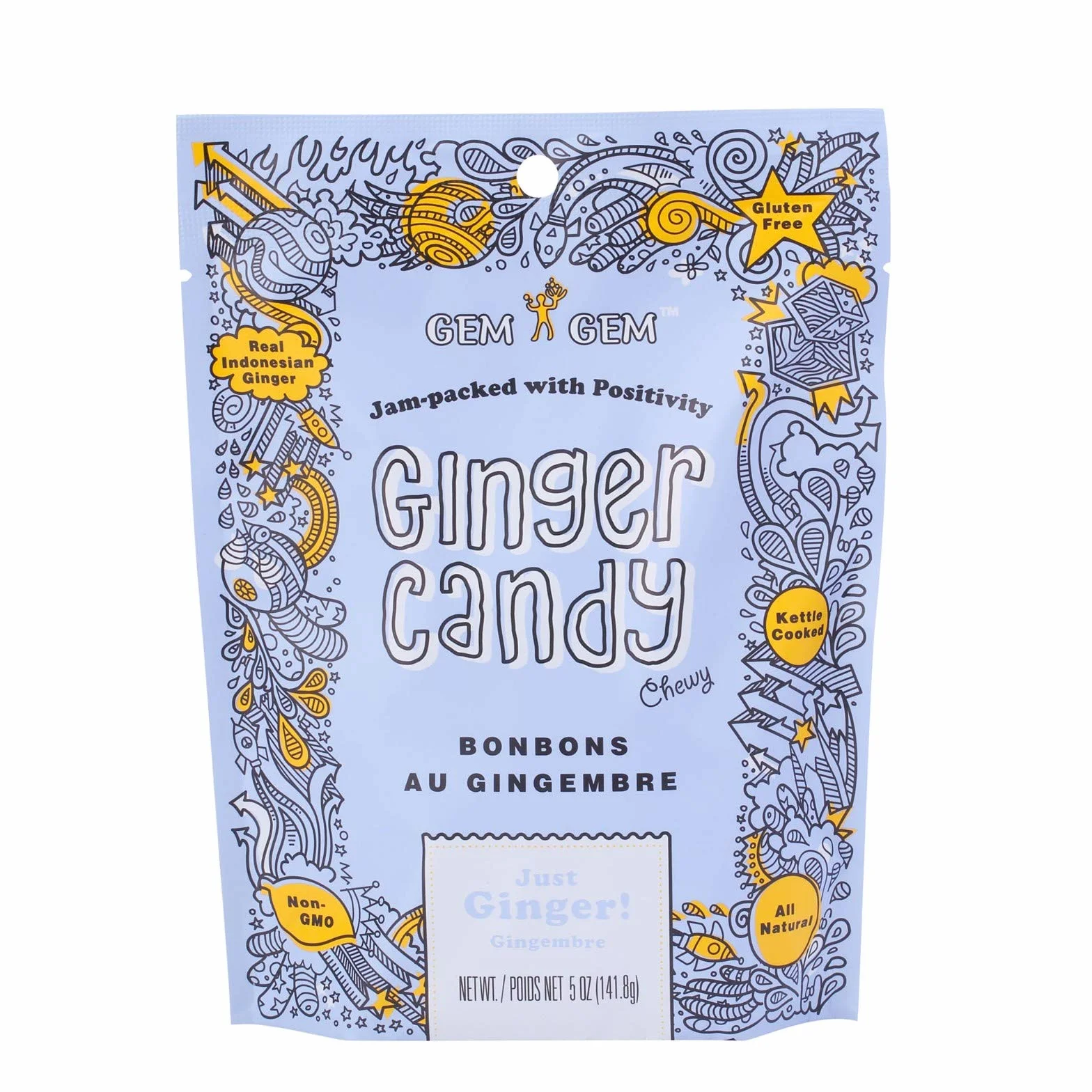 Gem Gem Ginger Candy Chewy Ginger Chewy Ginger Chews (original, 140 g (lot de 1))