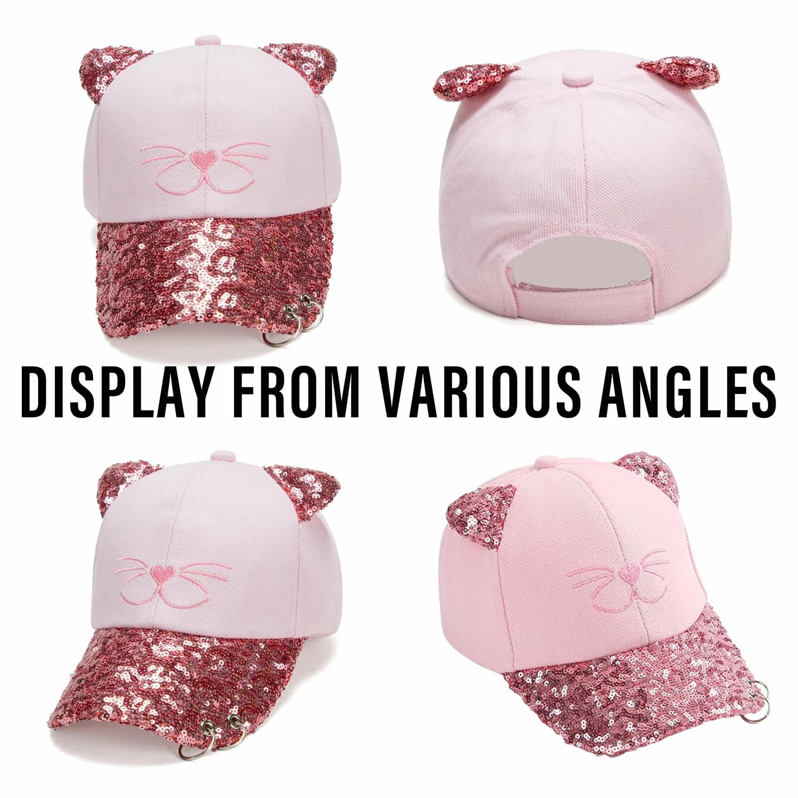 Casquette De Baseball Fille 3-8 Ans Protection UV Ensemble Chapeau Et Lunettes Soleil Taille Unique Réglable Queue De Cheval