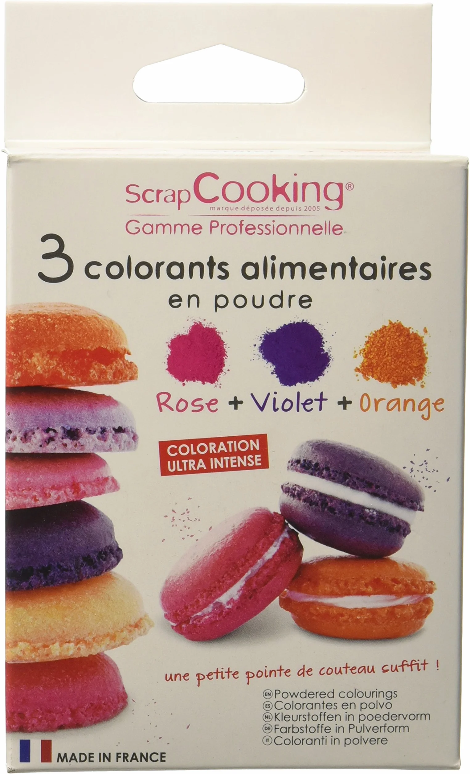 SCRAP COOKING Kit 3 Colorants Artificiels, Orange/Violet/Rose, 15 g