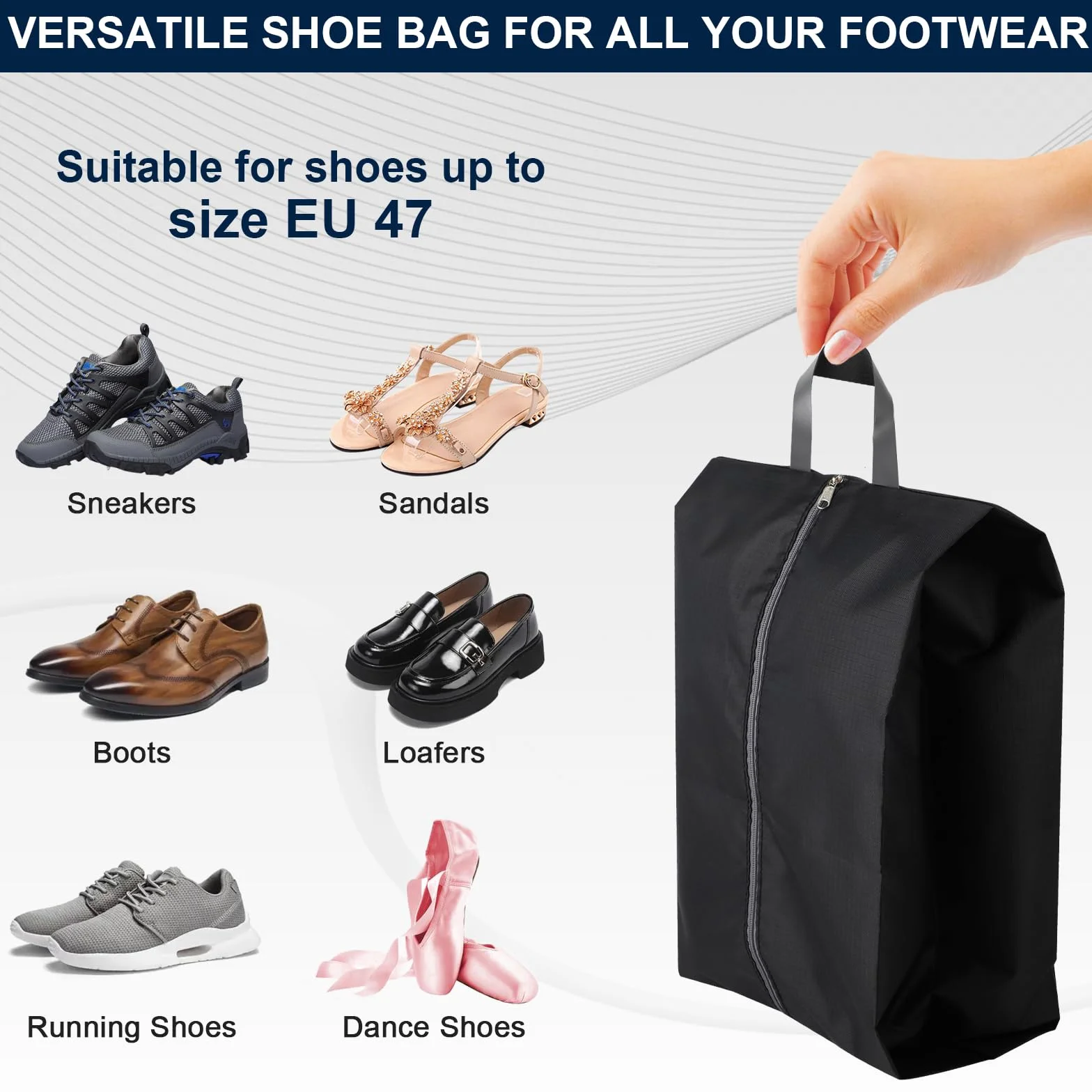 Housses Chaussures Imperméables Set De 2 Sac Chaussures Voyage Grand Sac Chaussures Bagages Noir