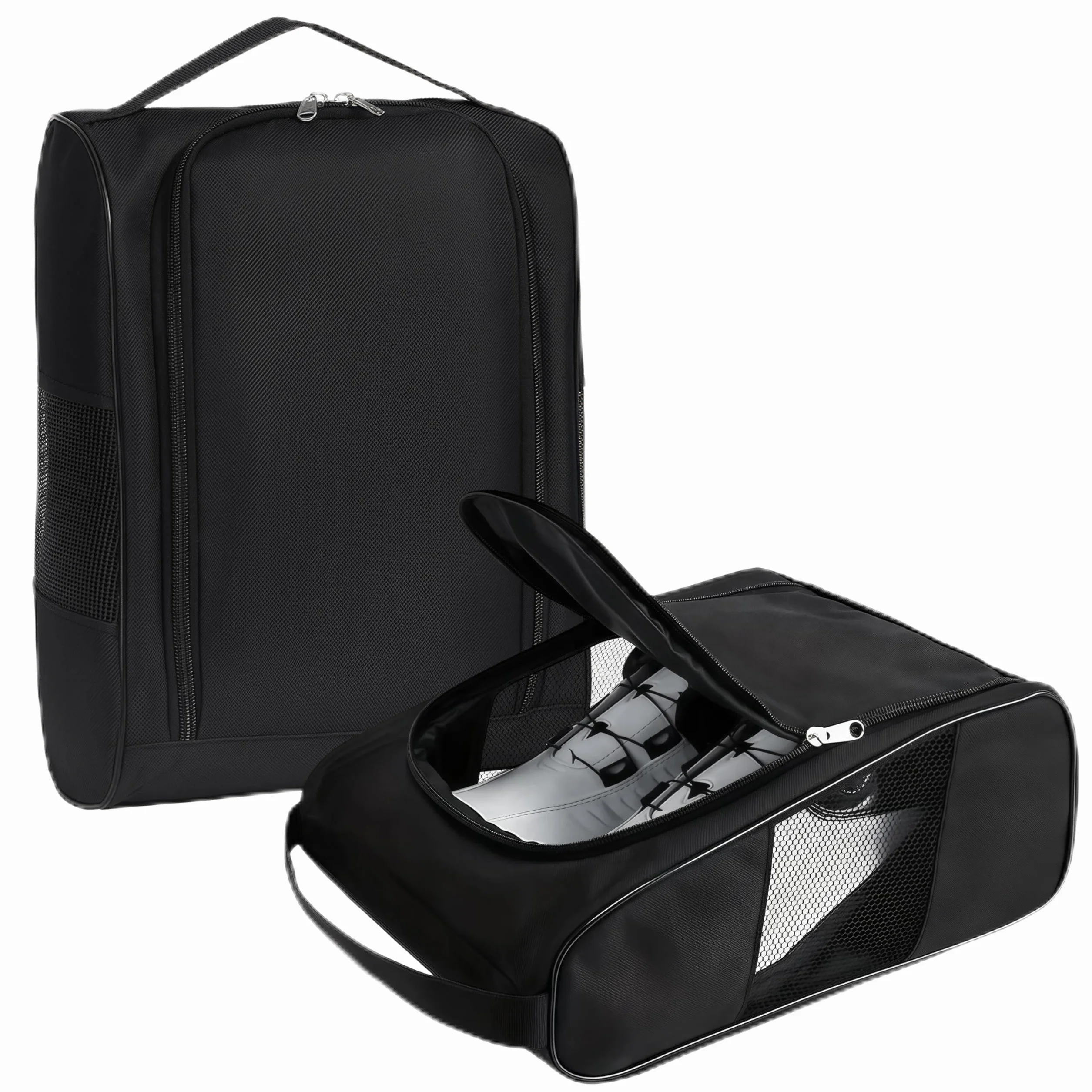 Sac Chaussures Voyage 2 Pièces Respirant Lavable Portable Chaussures de Golf Noir
