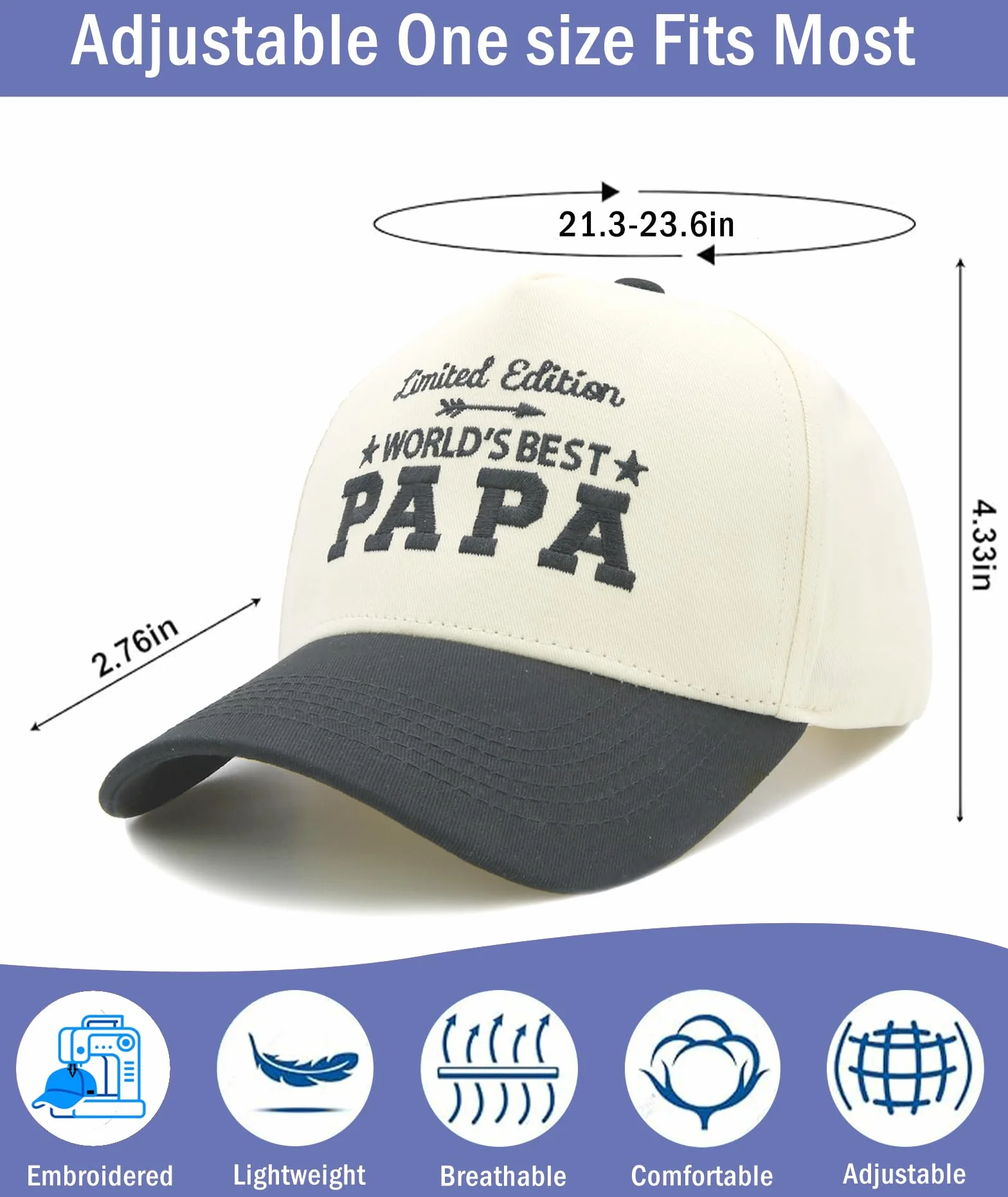 Casquette Papa Brodée Homme Baseball Vintage Réglable Cadeau Père Mari