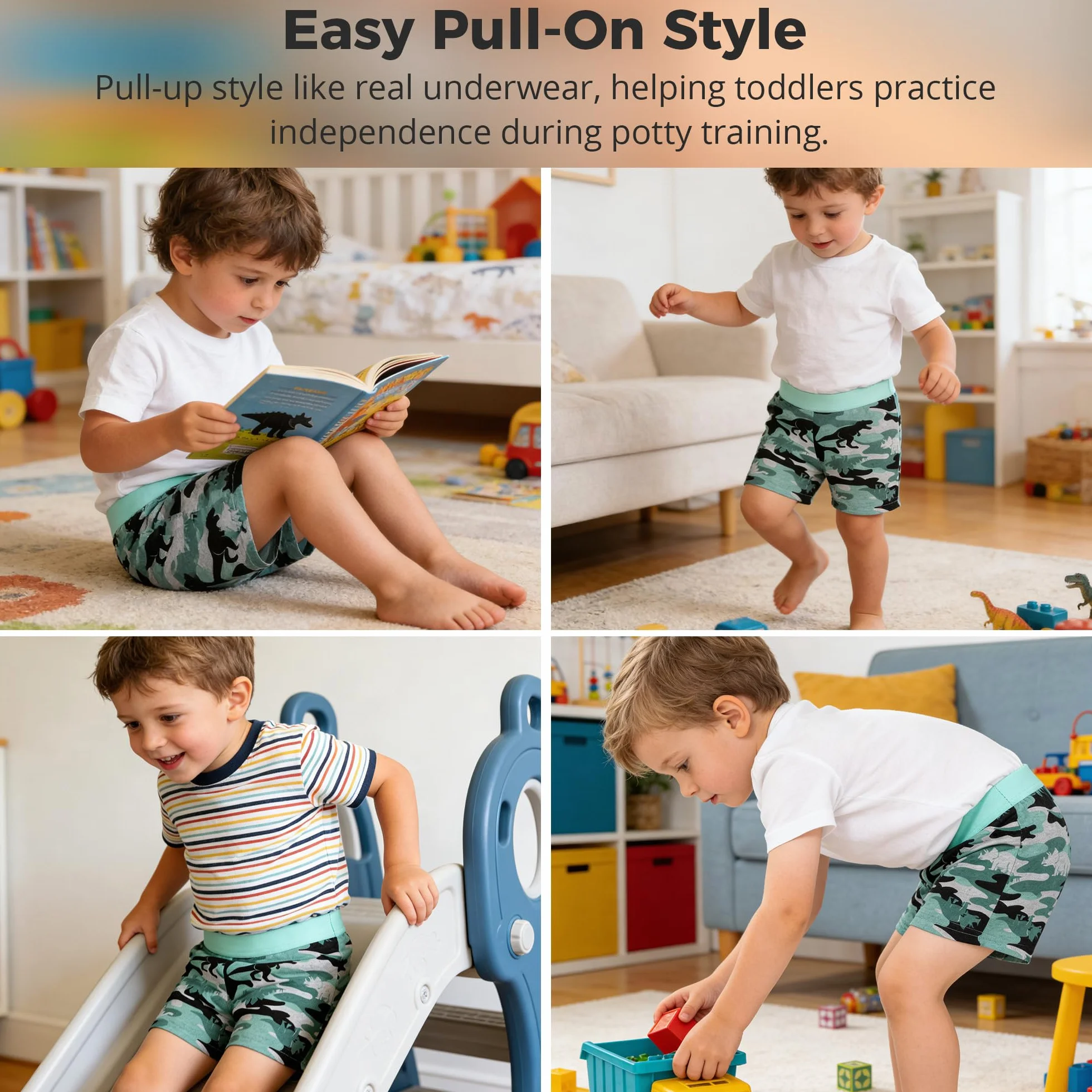 BIG ELEPHANT Lot de 6 Culottes d’Apprentissage Propreté Enfant 100% Coton Lavables Boxer