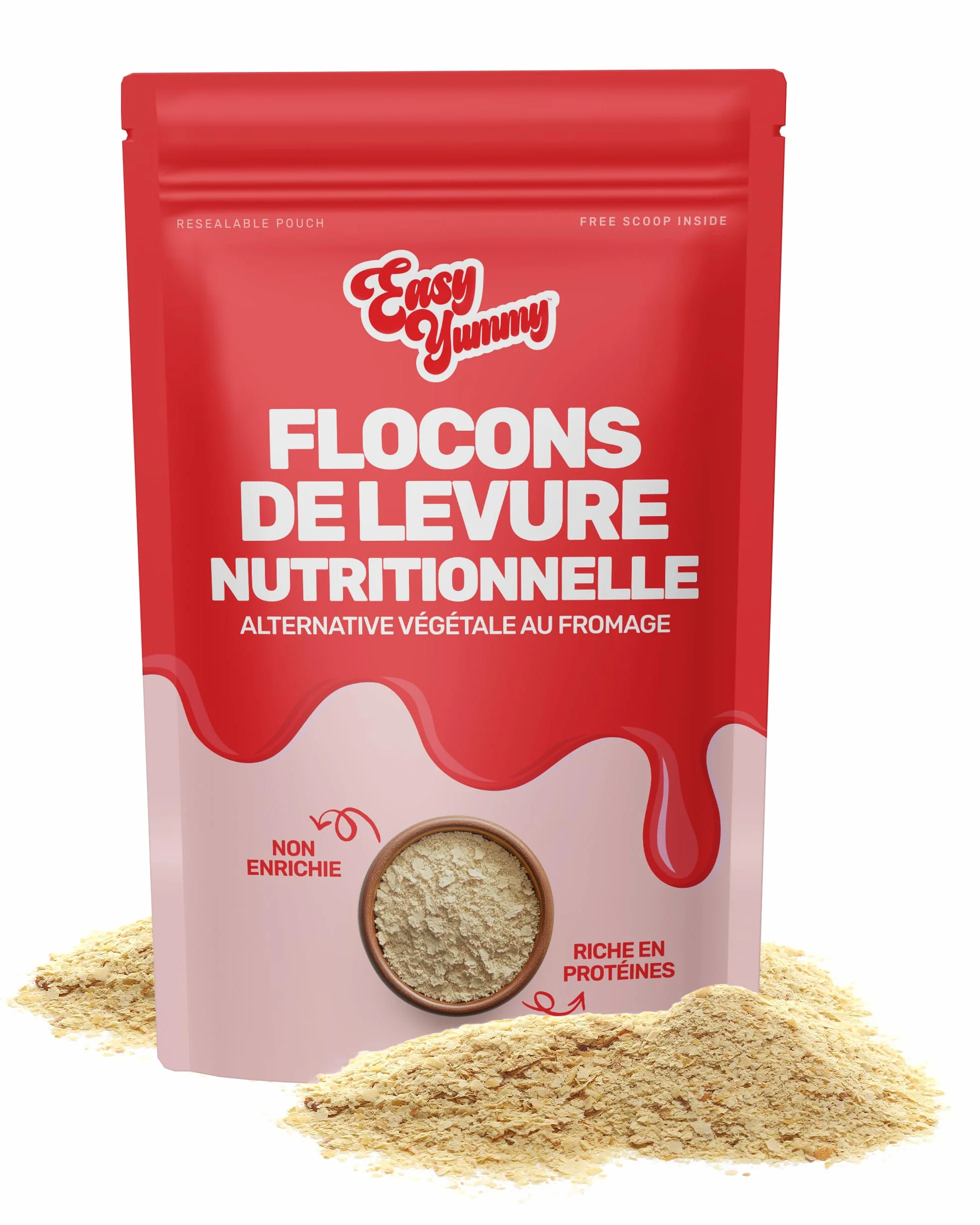 EASY YUMMY – Flocons Nooch (300 g), levure nutritionnelle non enrichie 100% végétalienne, sans additifs