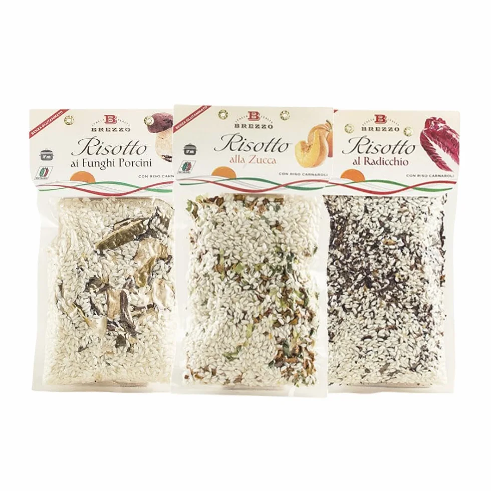 Brezzo Tris di Risotti de 300 g au radicchio, Citrouille et champignons cèpes