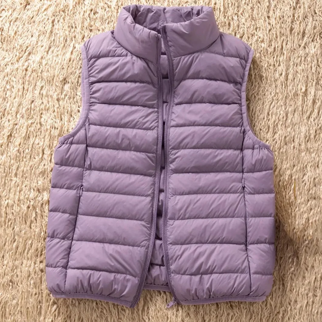 Veste Sans Manches Duvet De Canard Blanc Femme Gilet Pliable