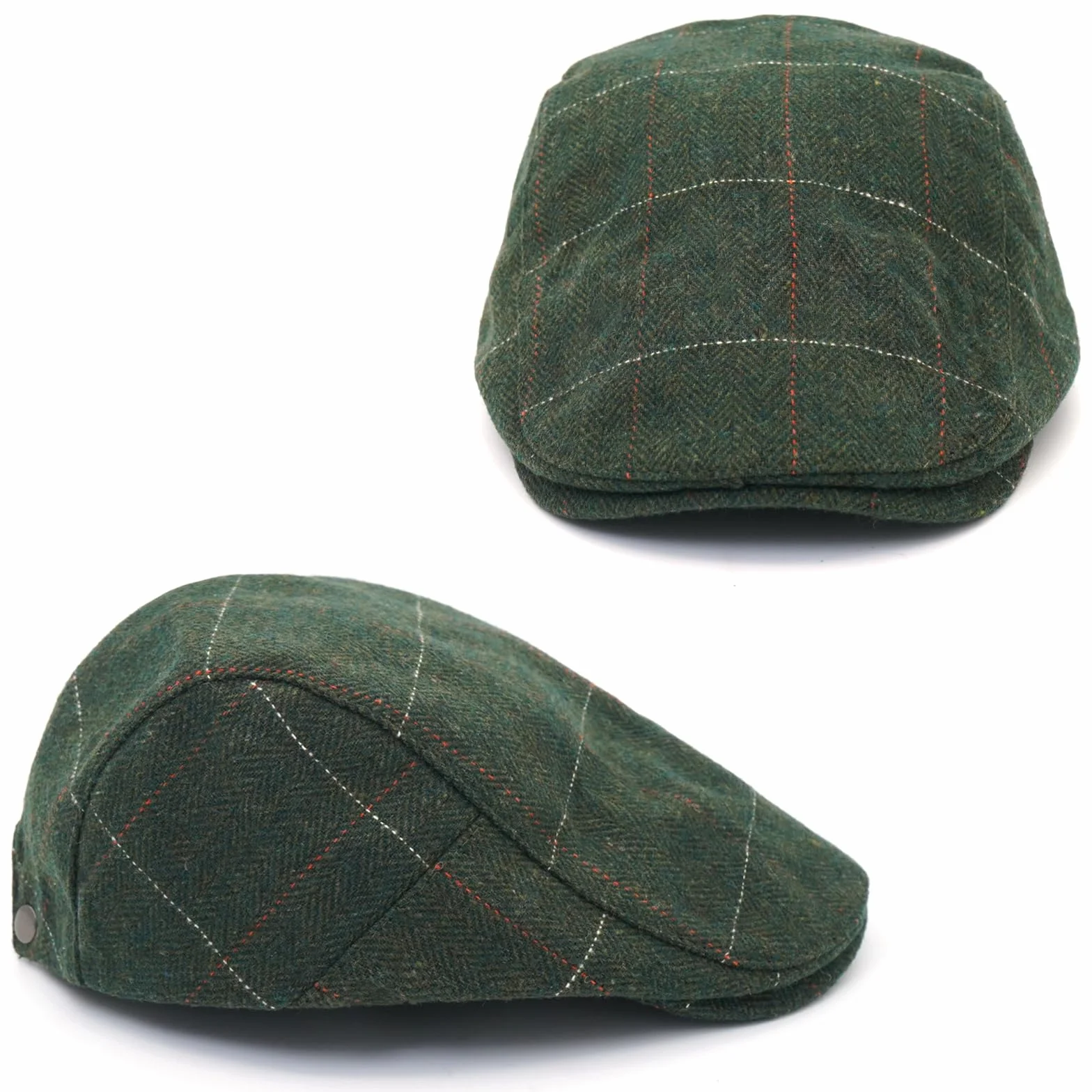 Casquette plate en tweed pour homme - Casquette de golf - Béret irlandais