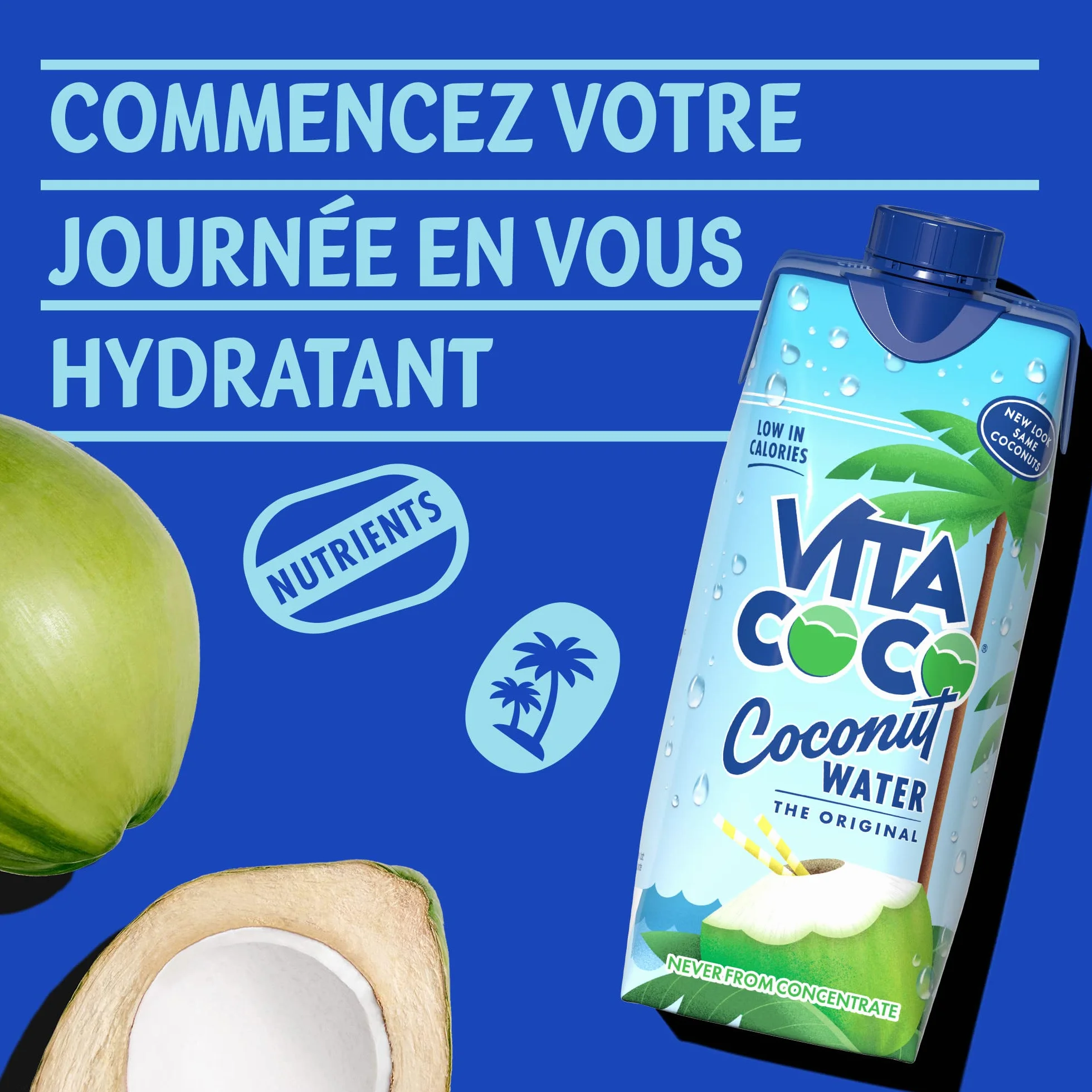 Vita Coco - Eau De Coco Pur (330ml x 12) - Naturellement Hydratante - Remplie D'électrolytes - Sans Gluten - Plein De Vitamine C Et De Potassium | Sans Gluten | Source De Potassium | Faible En Calories | Rafraîchissant Et Désaltérant | Parfaite pour les S