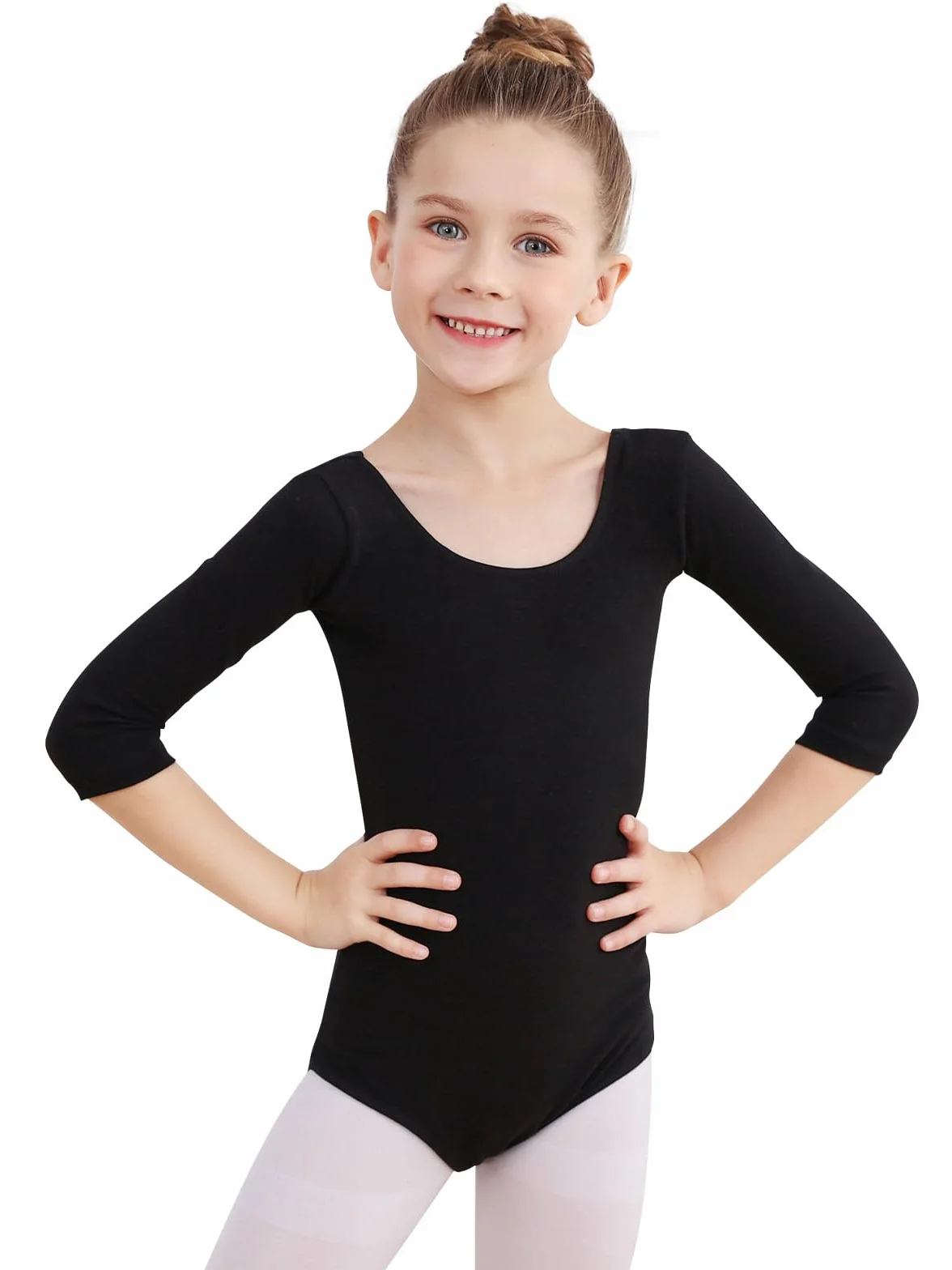 Soudittur Justaucorps Danse Classique Coton Manches 3/4 Ballet Filles Taille 110-170