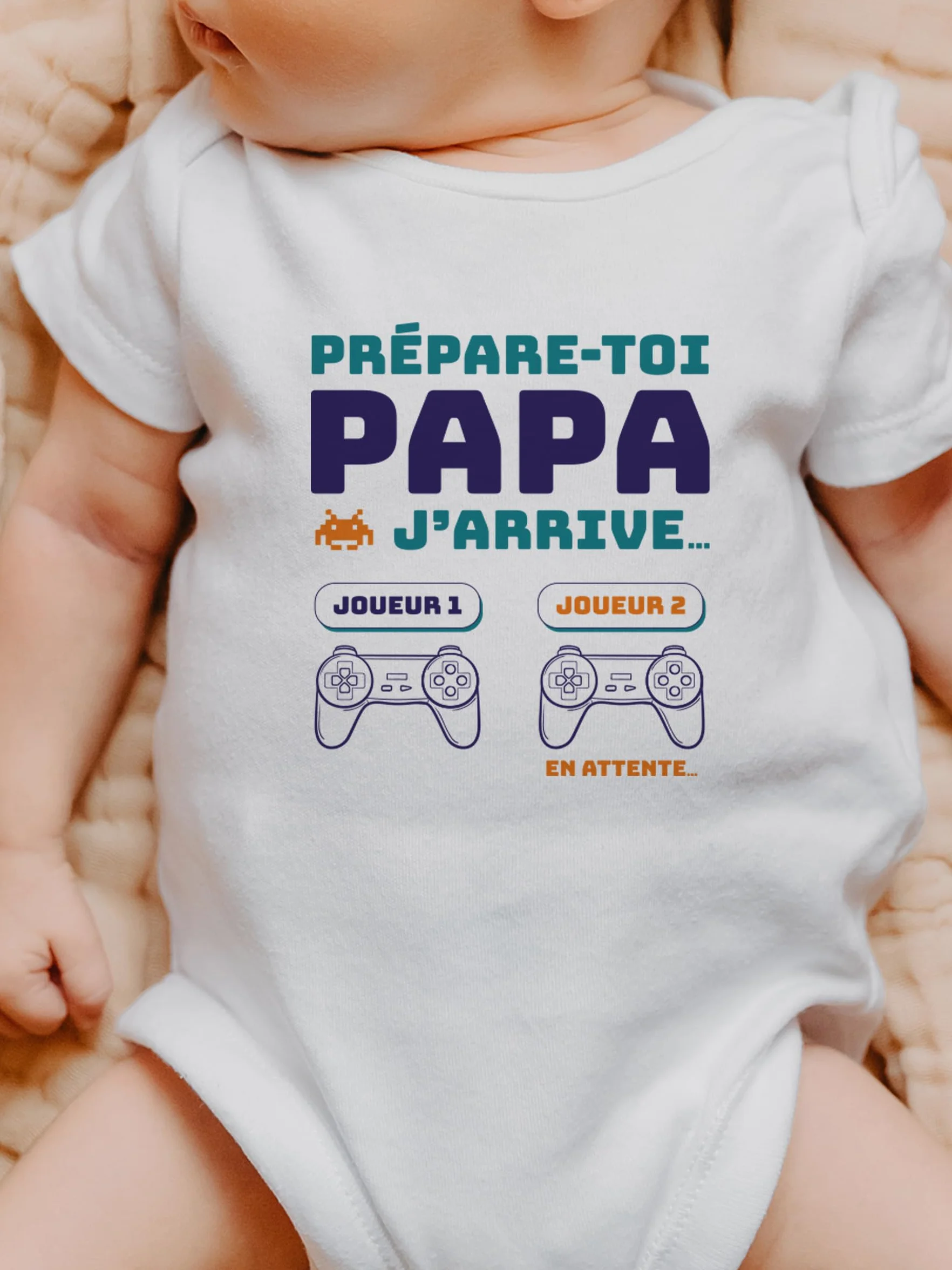 Body bébé "Prépare-toi papa, j'arrive" Annonce grossesse originale geek