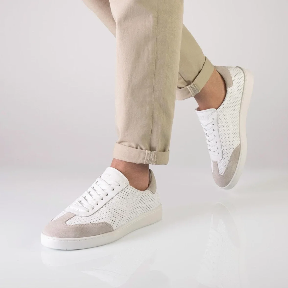 Anna Kern Suny 7420 Baskets de danse en cuir blanc pour homme Semelle en polyuréthane amovible